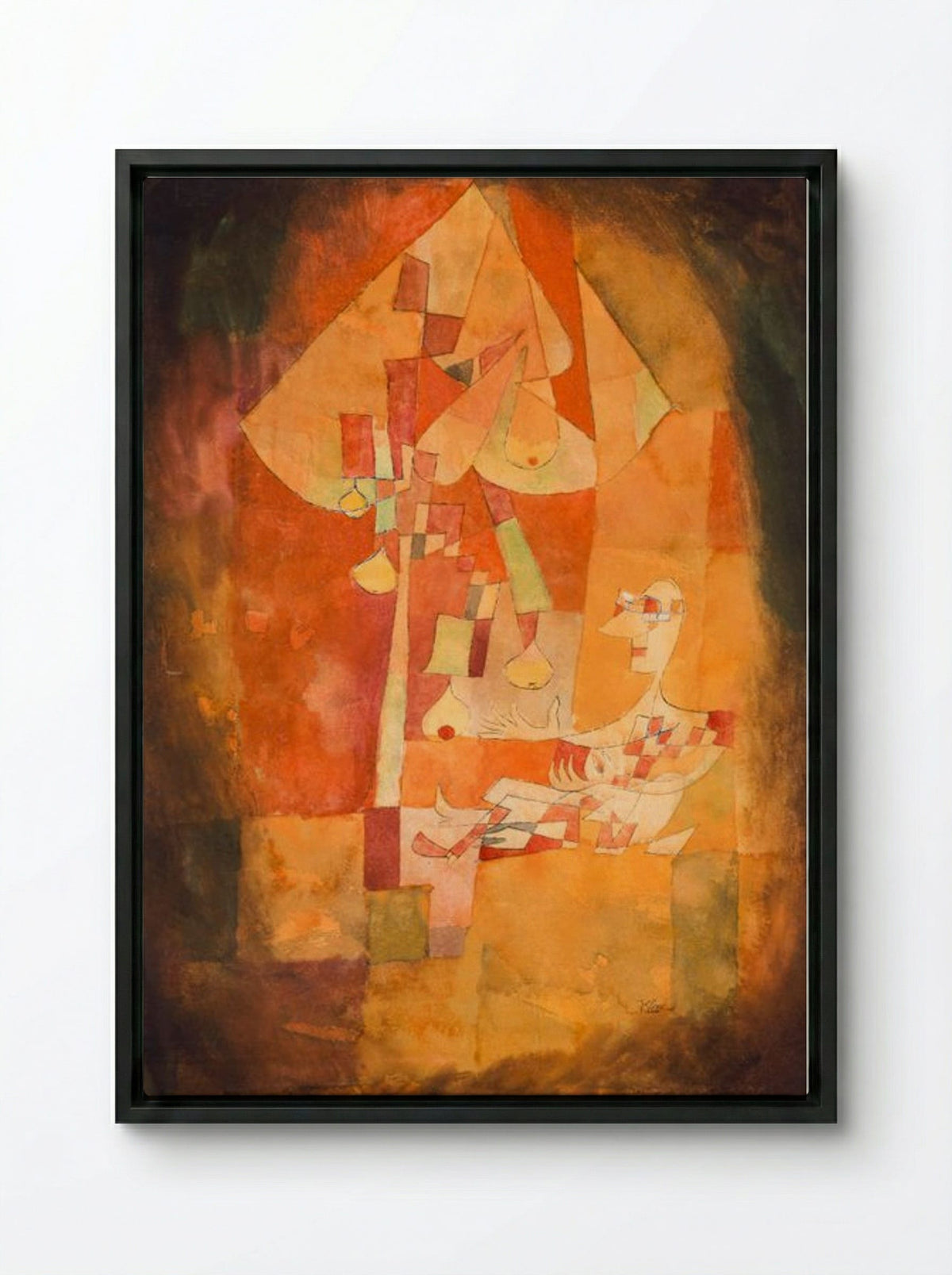 The Man Under the Pear Tree - Paul Klee - Framed Canvas Black