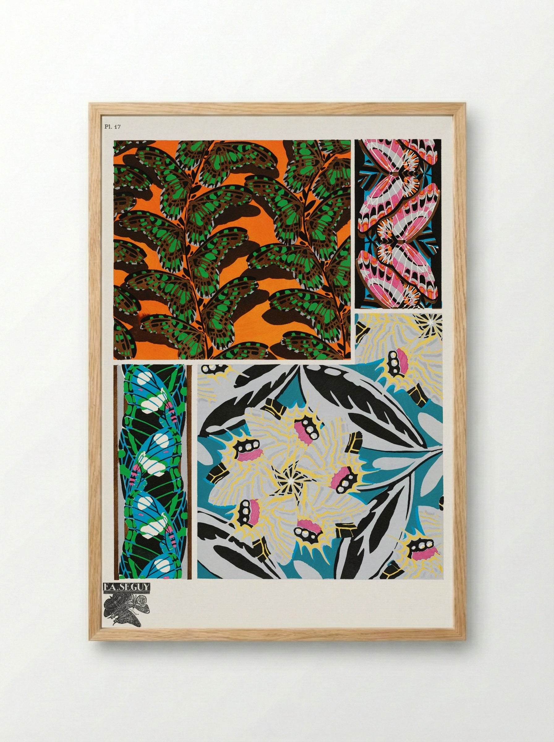 Butterflies Pattern Plate 17 - Émile-Allain Séguy - Framed Print Wood