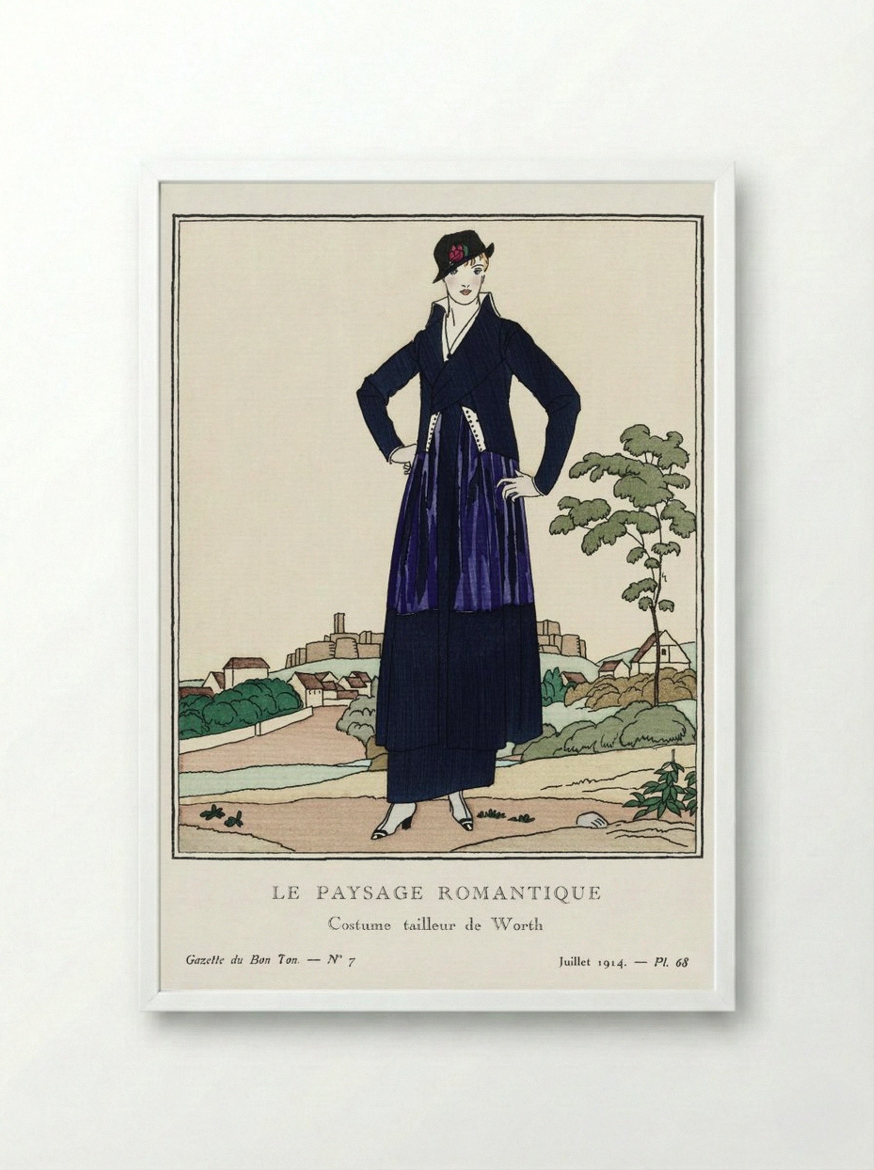Le Paysage Romantique, Costume Tailleur de Worth - Bernard Boutet de Monvel - Framed Print White