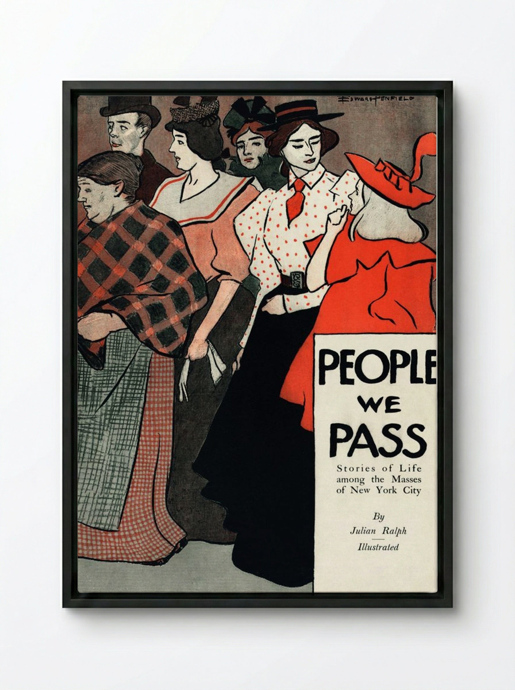 People We Pass - Edward Penfield - Framed Canvas Black