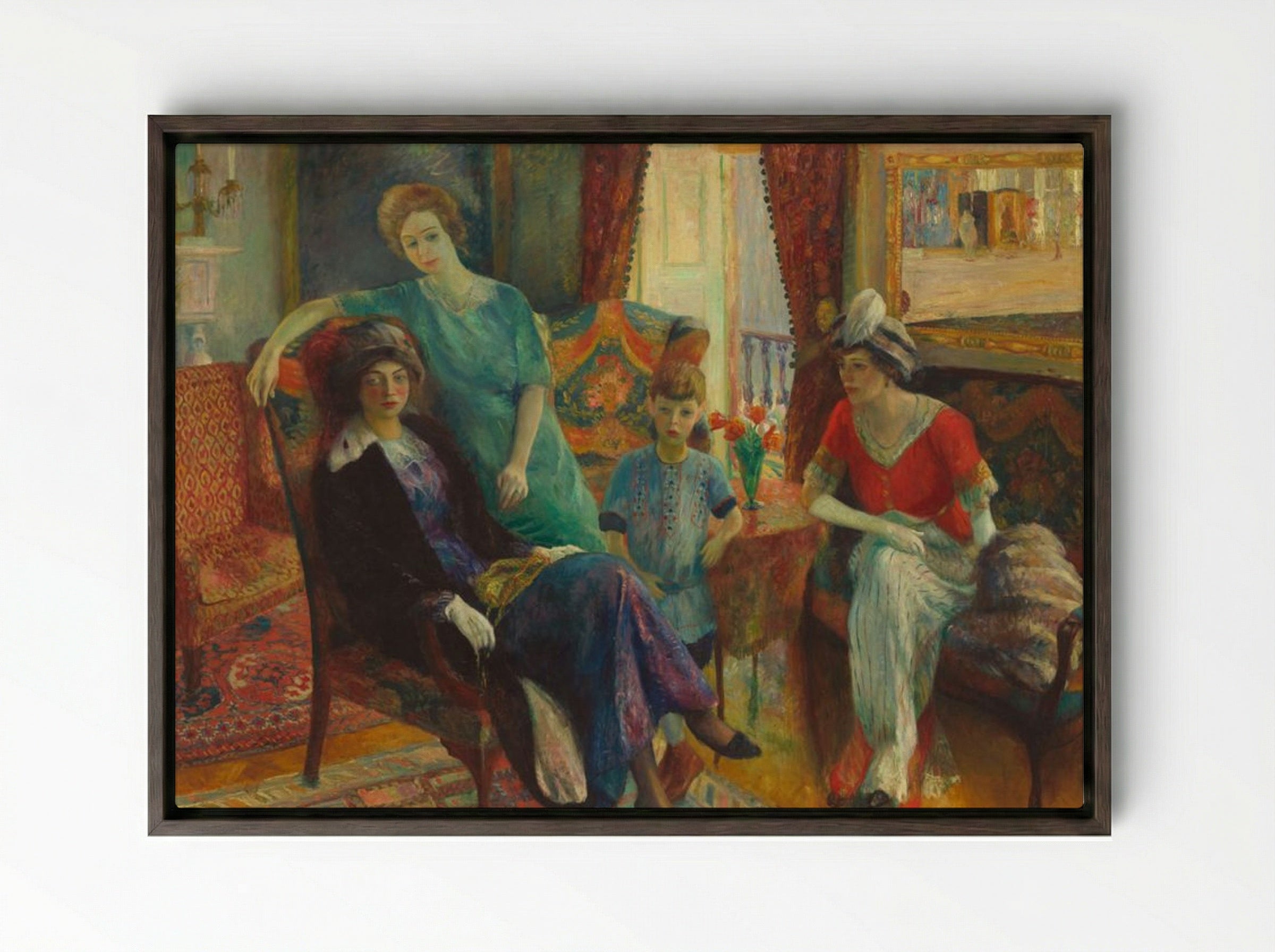 Family Group - William Glackens - Framed Canvas Dark Wood