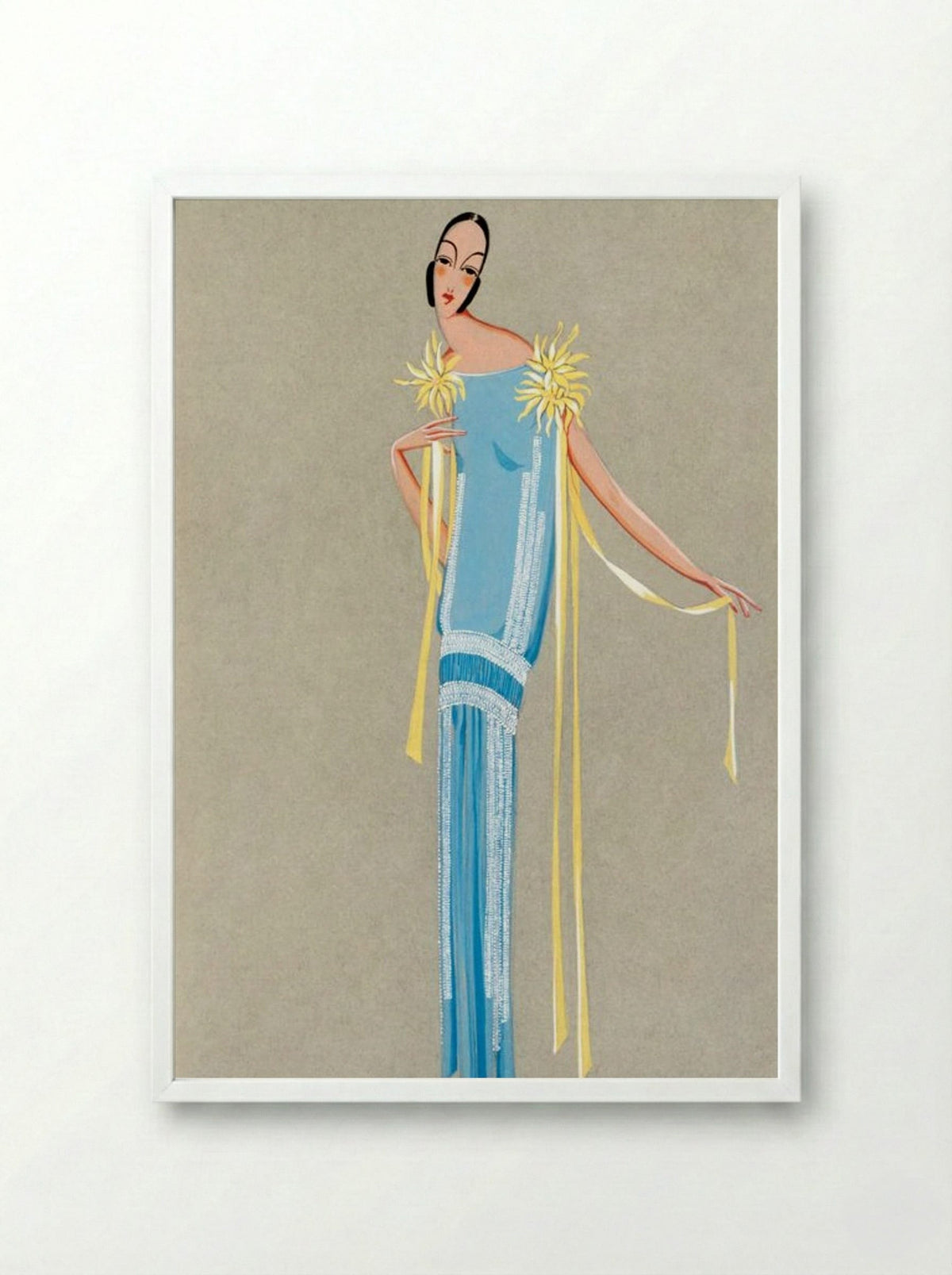 Design for 'L'Accroche-Coeur' Summer Dress, 1924 - Fine Art Print - Framed Print White