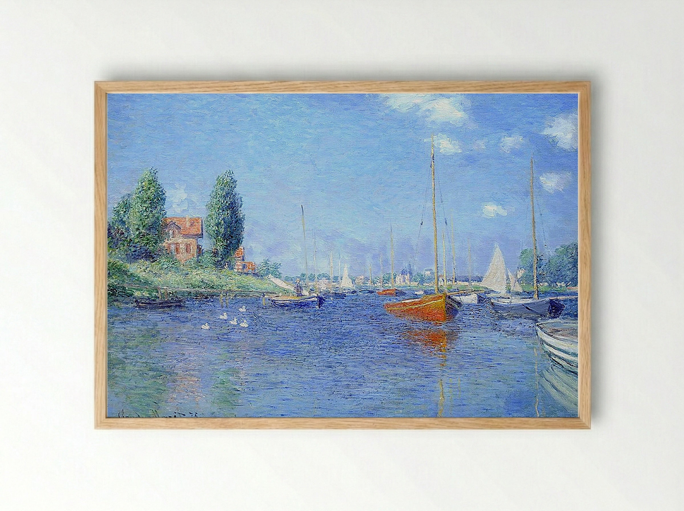 Red Boats, Argenteuil - Claude Monet - Framed Print Wood