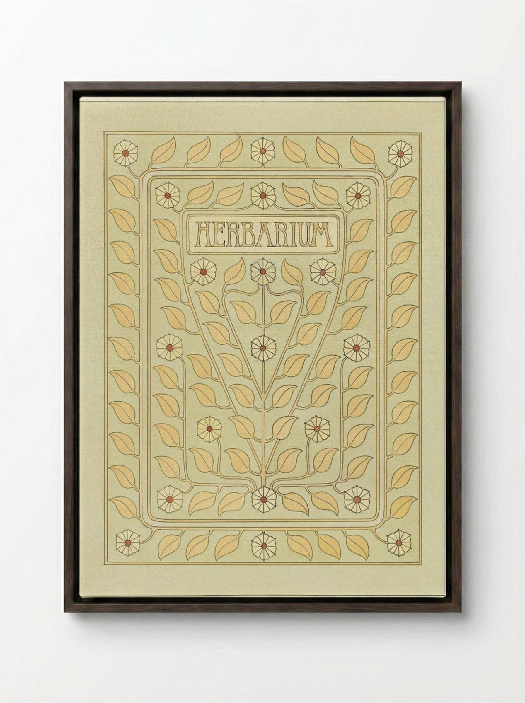 Design for Herbarium Book Cover - Julie de Graag - Framed Canvas Dark Wood
