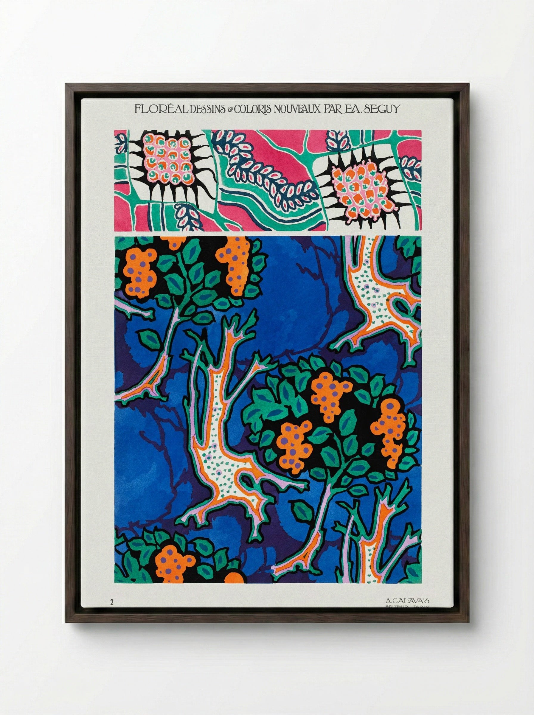 Floral Designs and Colour Schemes (Plate 4) - Émile-Allain Séguy - Framed Canvas Dark Wood