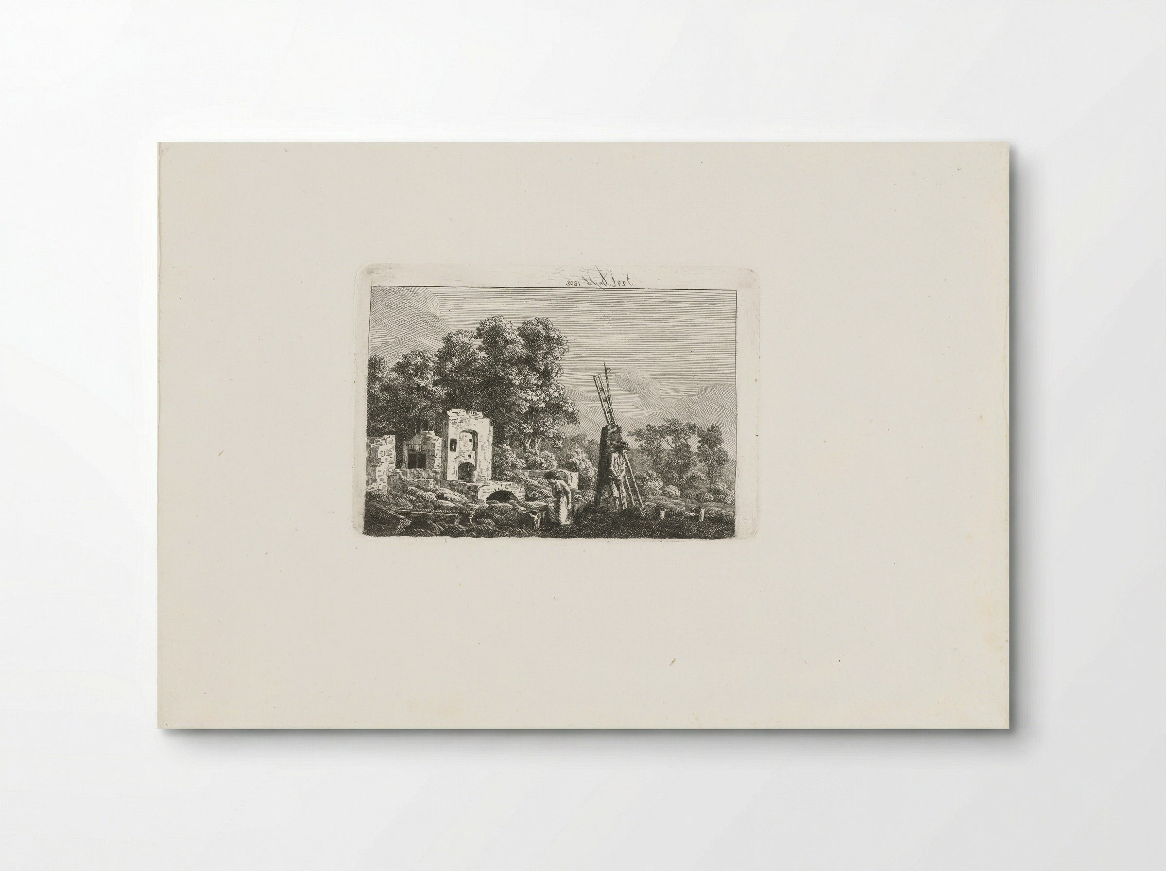 Man and Woman Contemplating the Remains of Their Burnt-Down House - Caspar David Friedrich - Poster