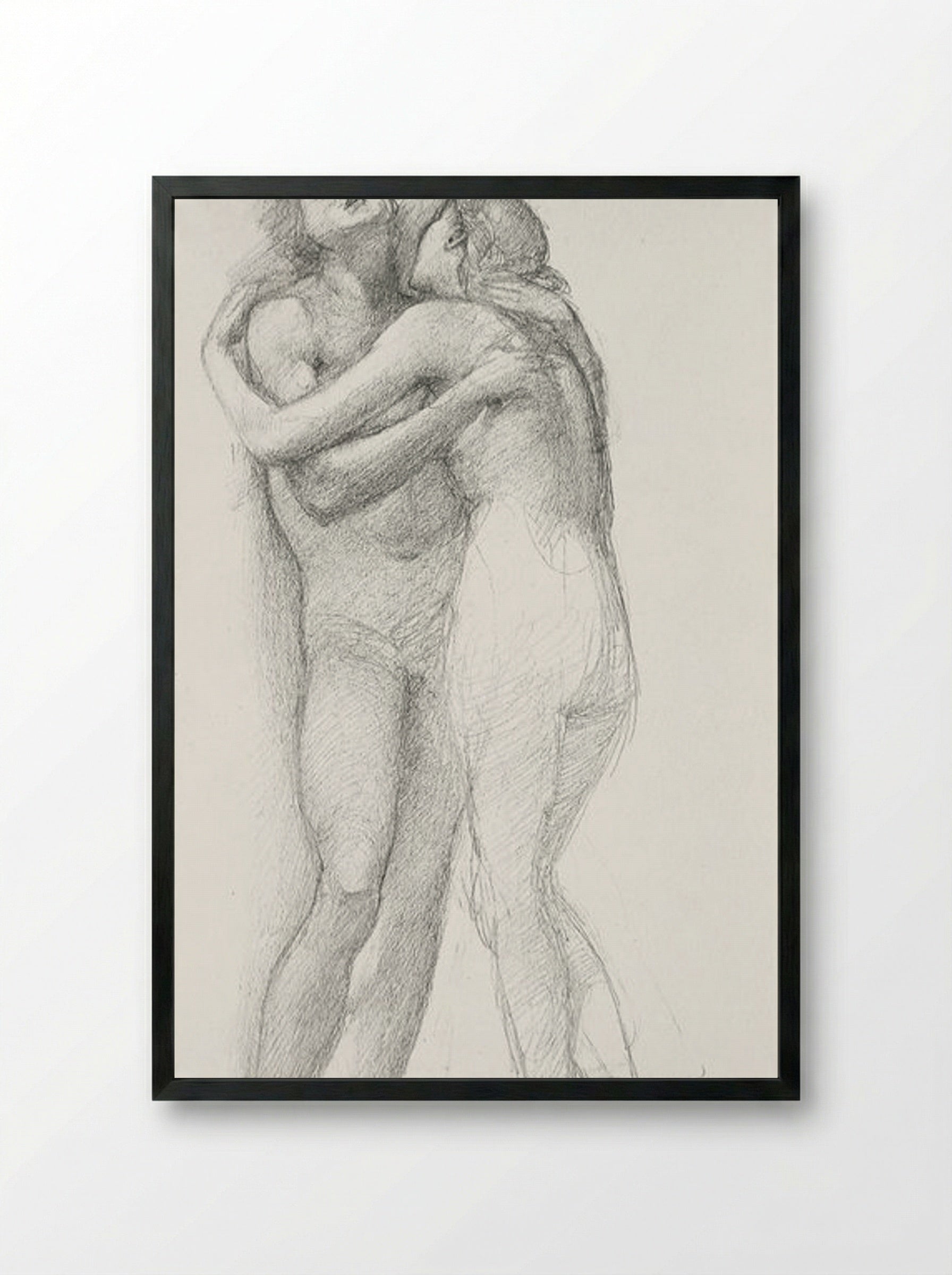 Two Nudes Embracing (Study) - Edward Burne-Jones - Framed Print Black