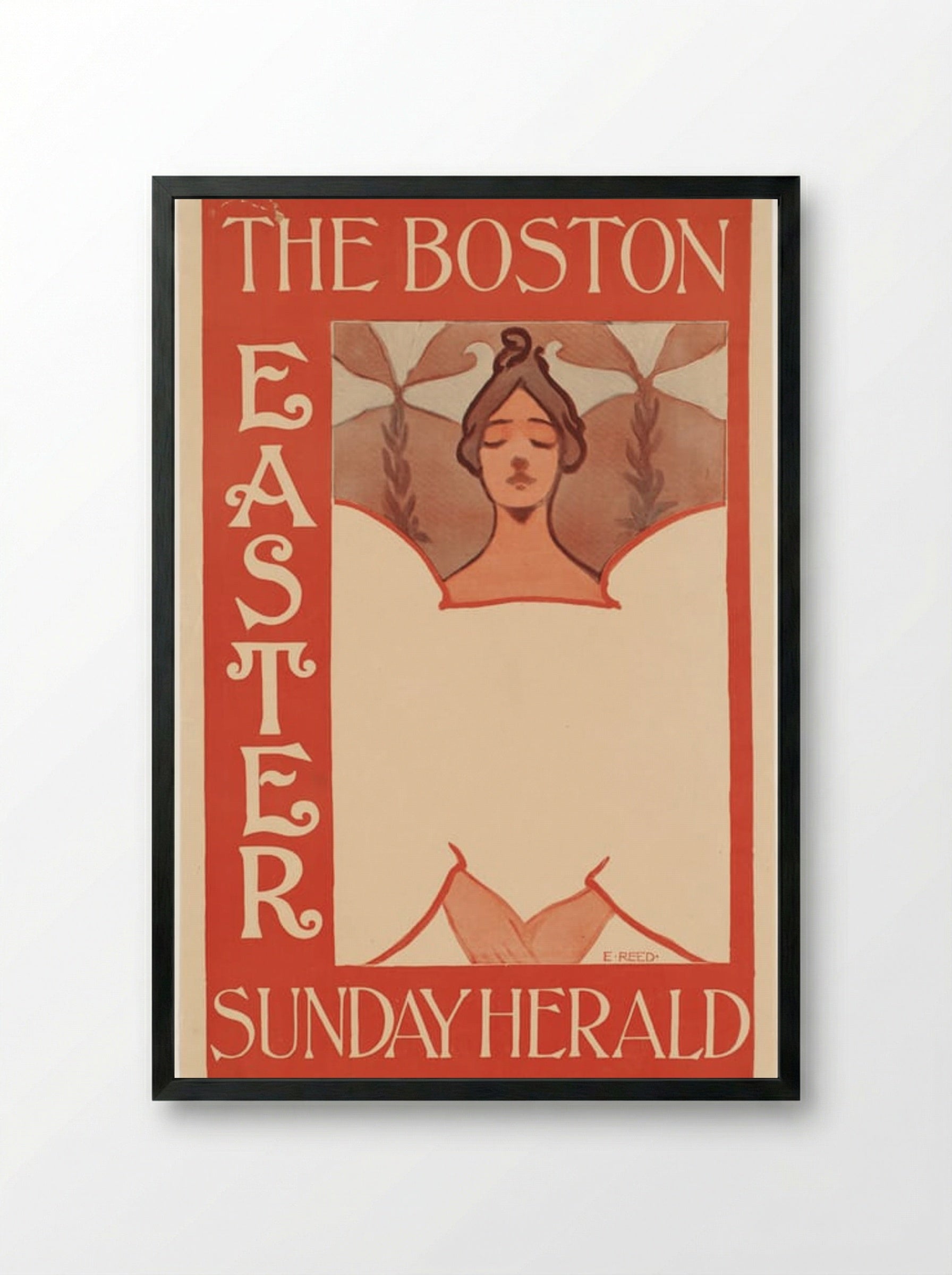 The Boston Sunday Herald, Easter Illustration - Ethel Reed - Framed Print Black