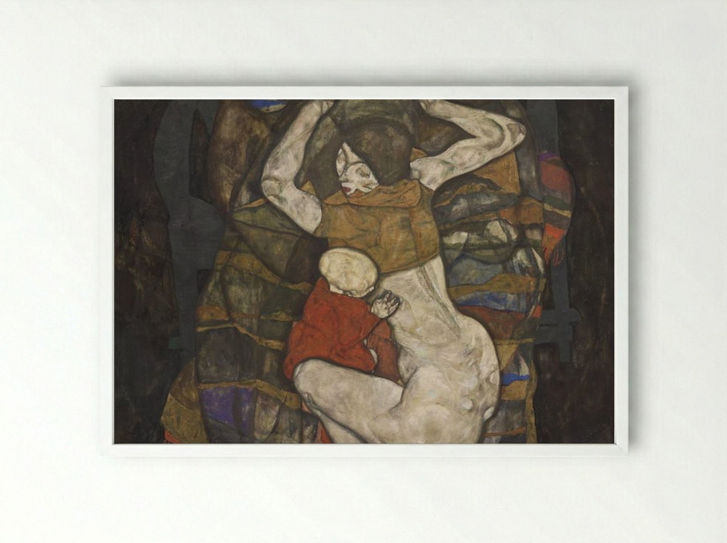 Young Mother - Egon Schiele - Framed Print White