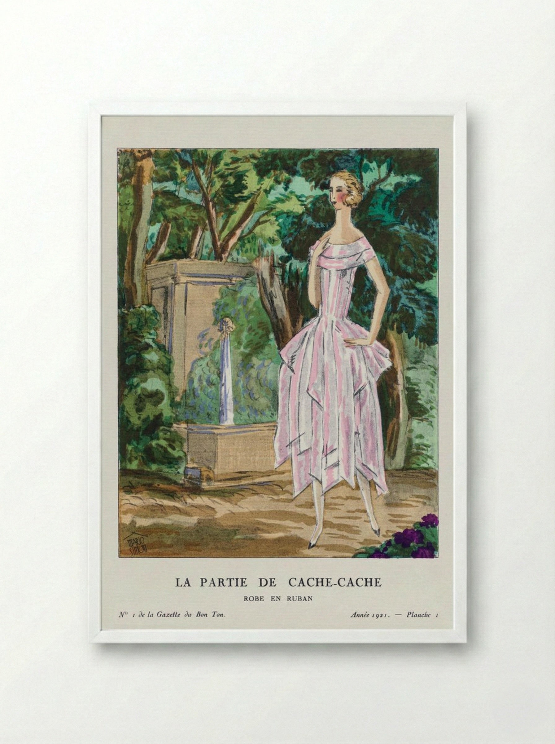 La Partie de Cache-Cache (Robe en Ruban) - Mario Simon - Framed Print White