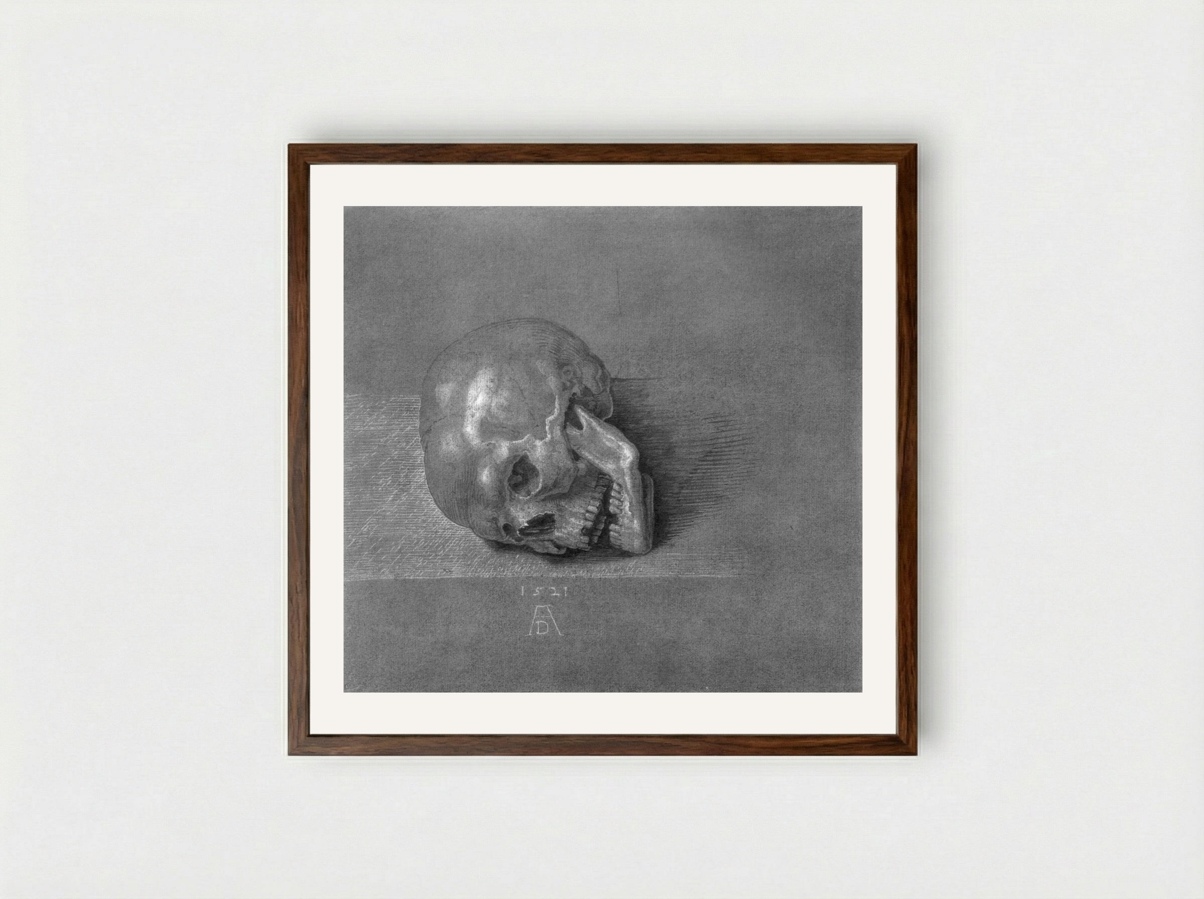 Skull (Study) - Albrecht Dürer - Framed Print Dark Wood