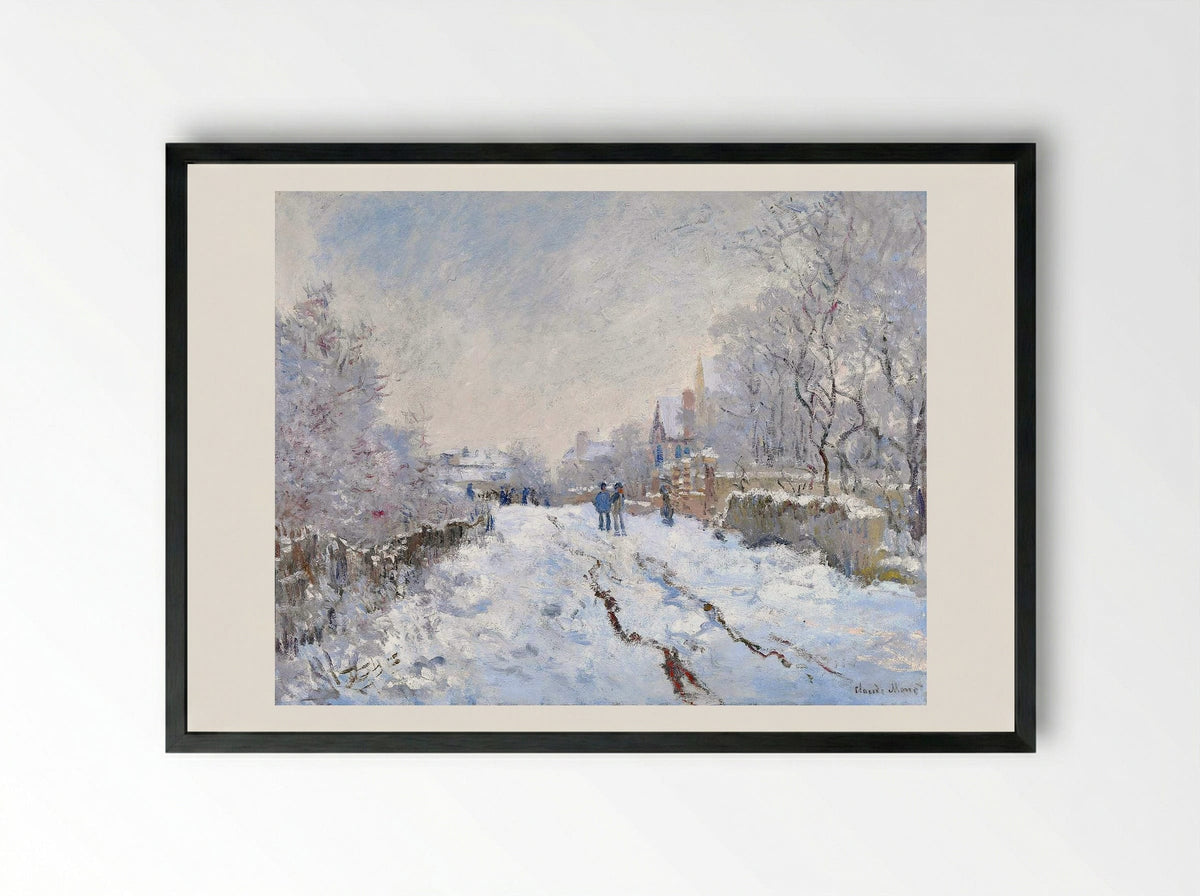 Snow Scene at Argenteuil - Claude Monet - Framed Print Black