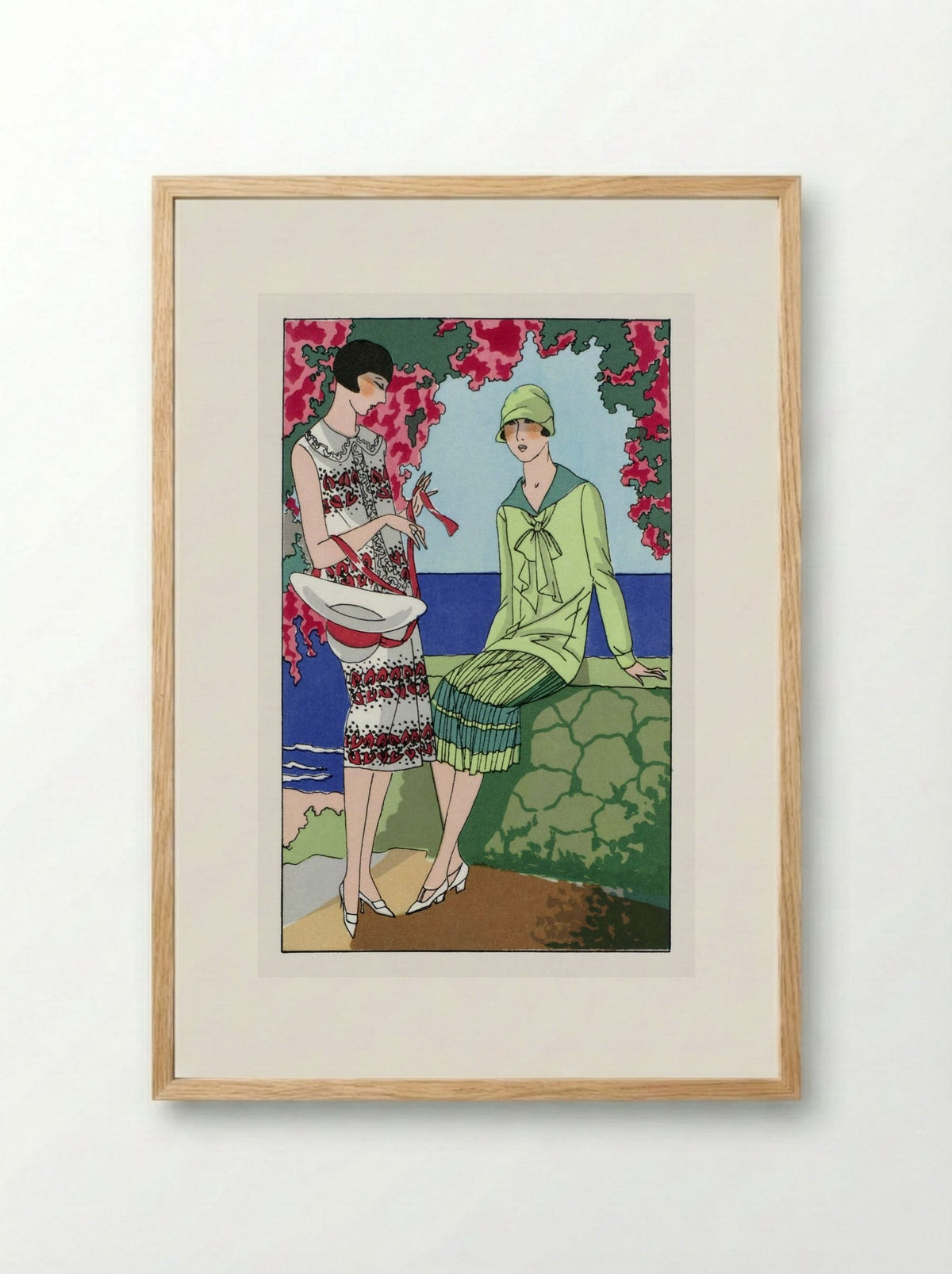 Two Women in Summer Dresses - Martial et Armand and Lucien Lelong - Framed Print Wood