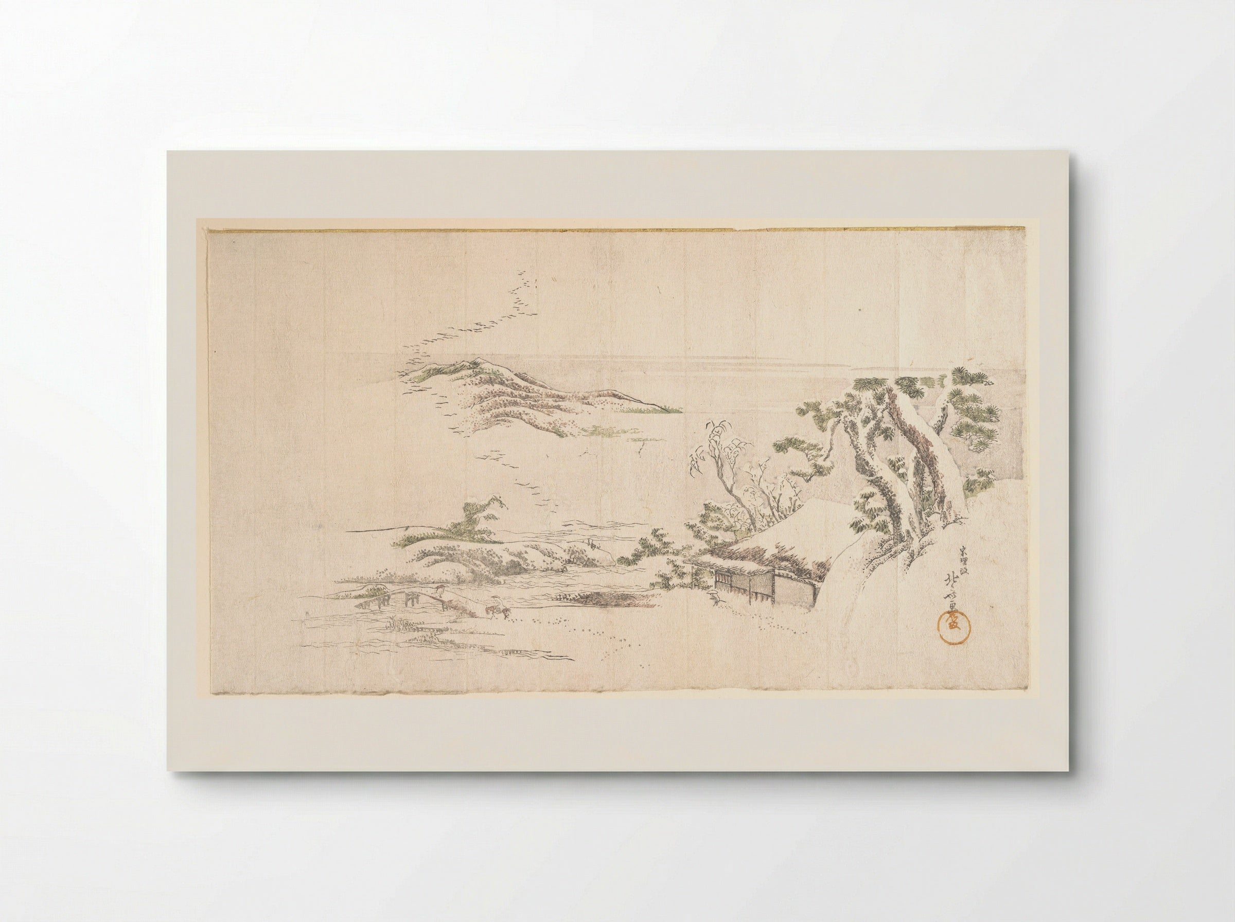 A Snow–clad Landscape with Gray Clouds - Katsushika Hokusai - Poster