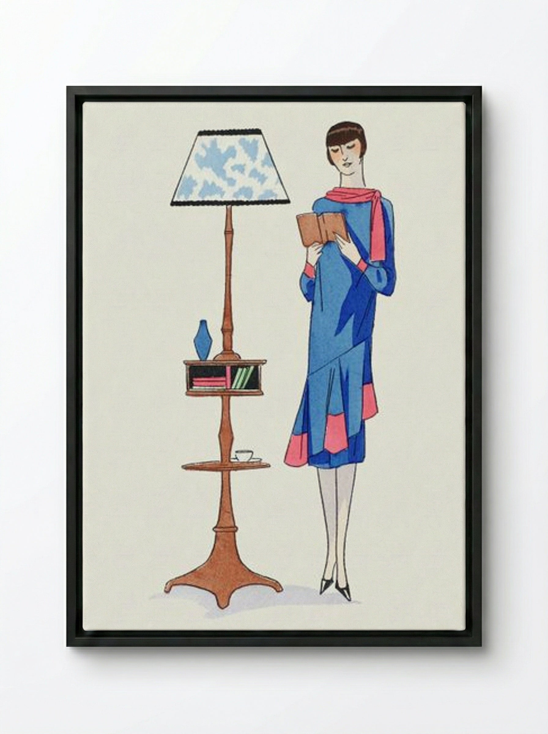 Afternoon Dress Topped with Pink Crepe - Gustav Beer - Framed Canvas Black