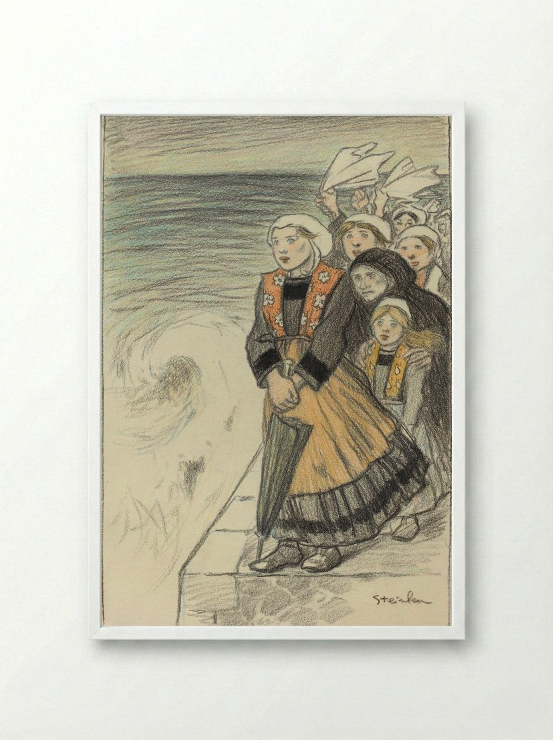 Sailors' Wives - Théophile Alexandre Steinlen - Framed Print White