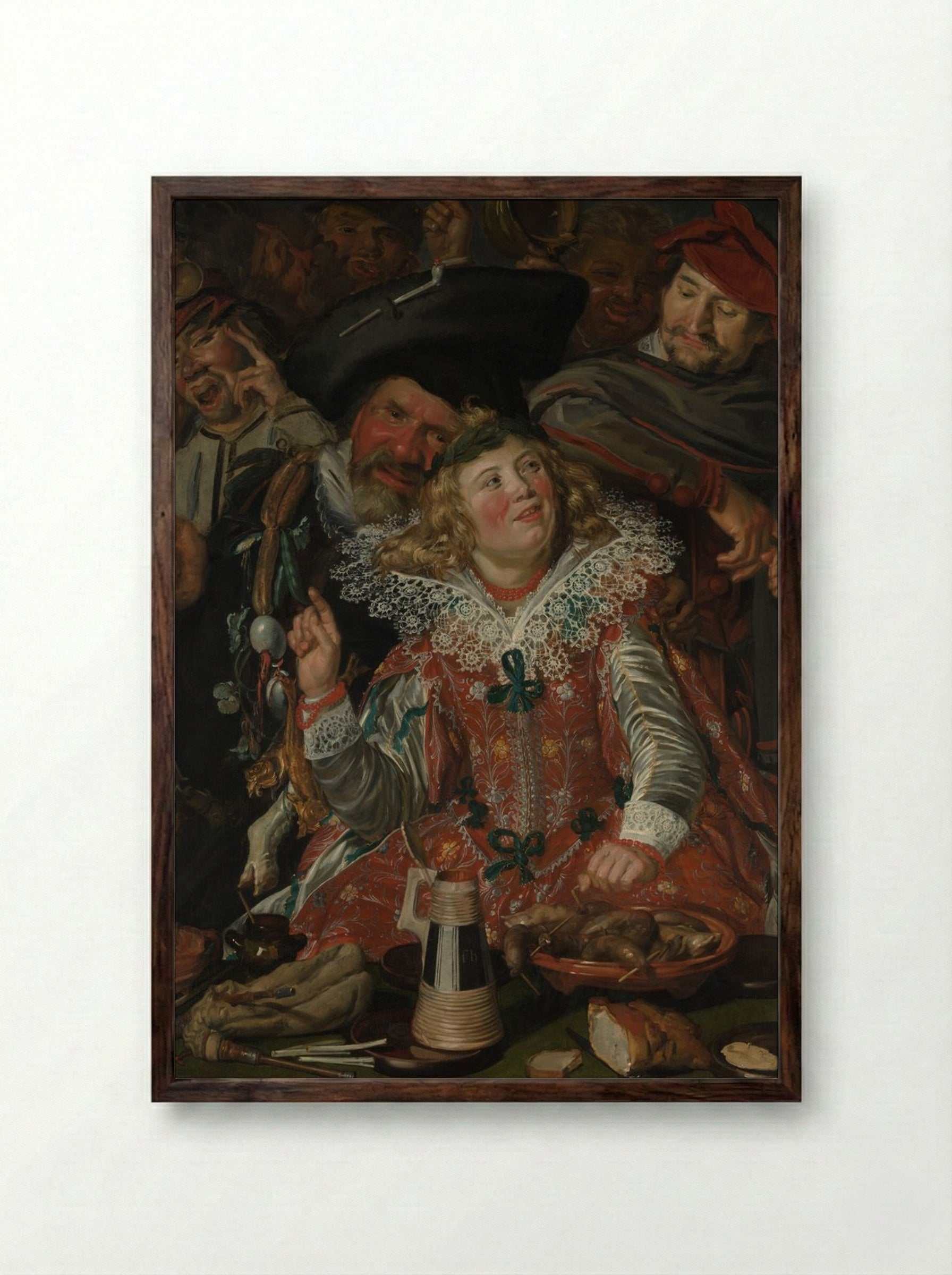 Merrymakers at Shrovetide - Frans Hals - Framed Print Dark Wood