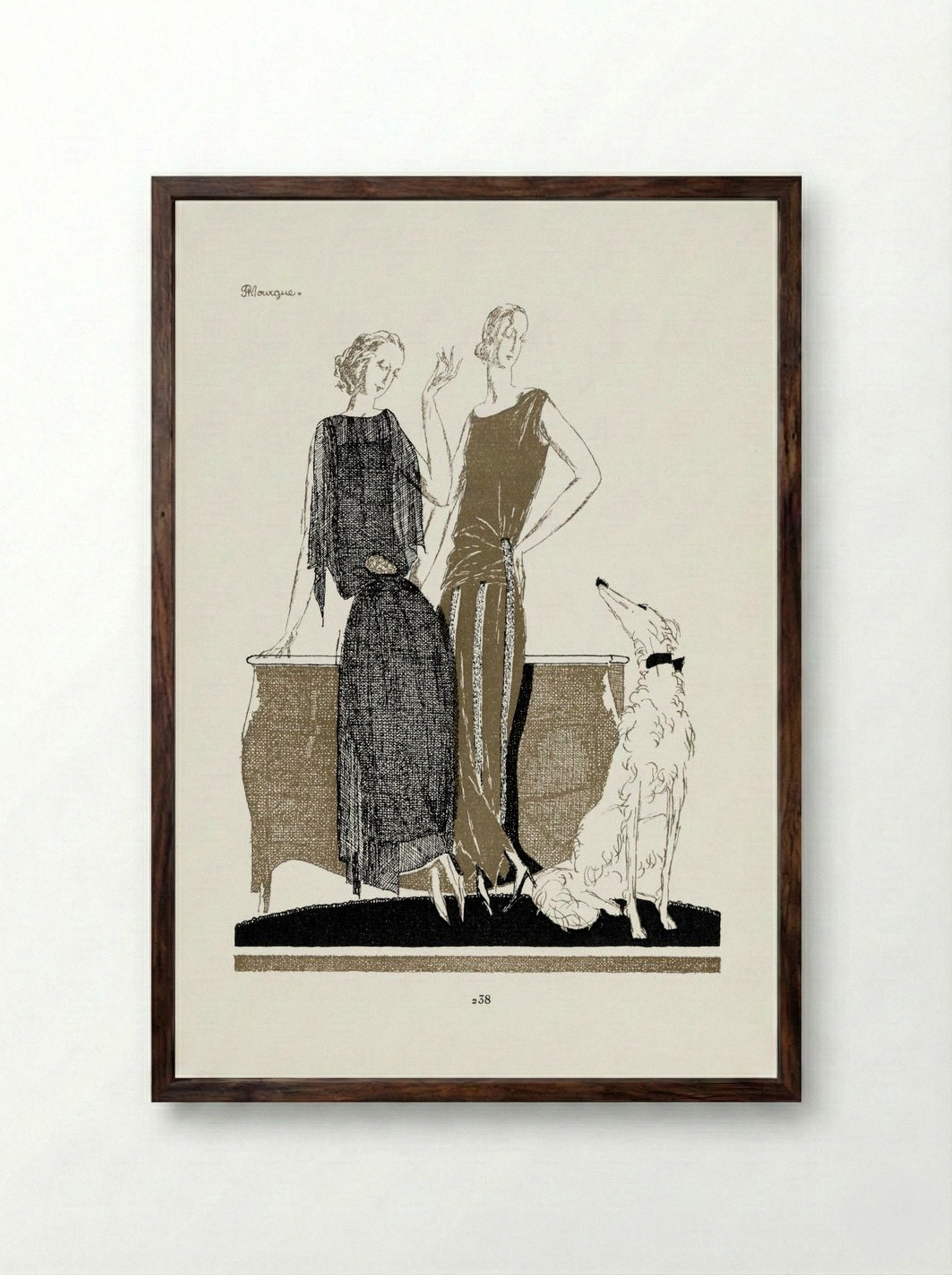 Two Dresses by Doeuillet - Pierre Morgue - Framed Print Dark Wood