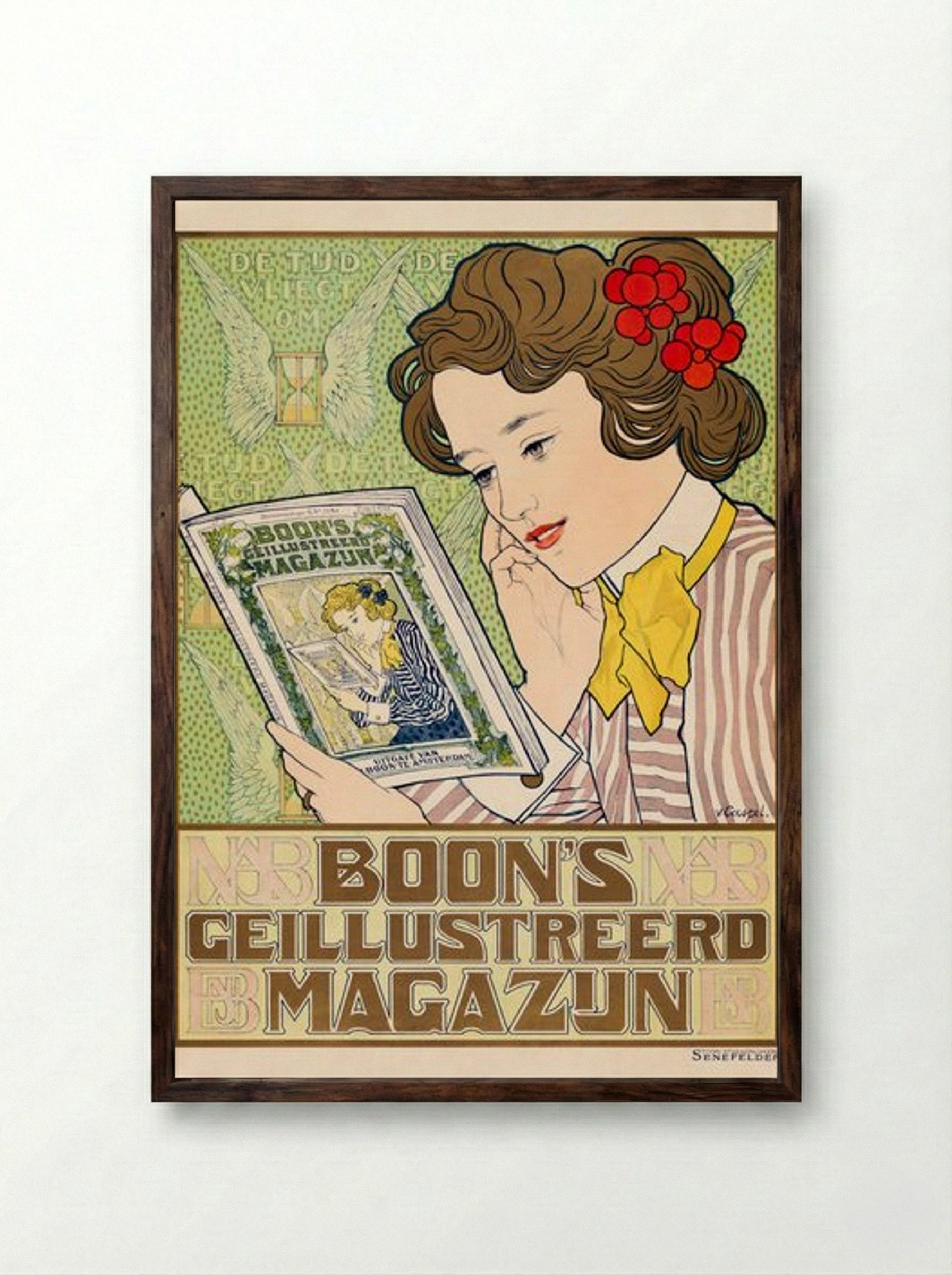 Affiche voor Boon's Geïllustreerd Magazijn - Johann Georg van Caspel - Framed Print Dark Wood