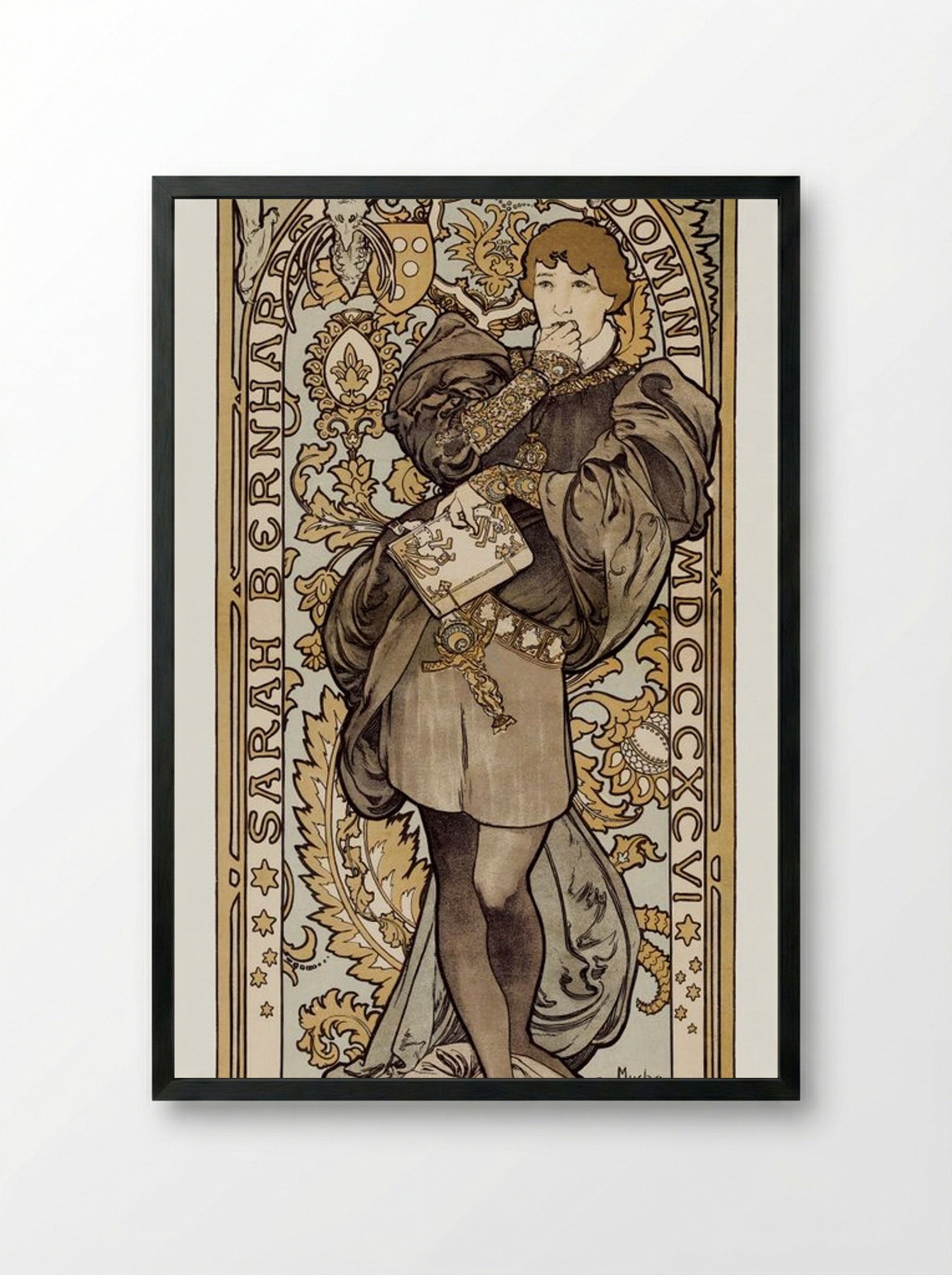 Théâtre de la Renaissance: Lorenzaccio - Alphonse Mucha - Framed Print Black