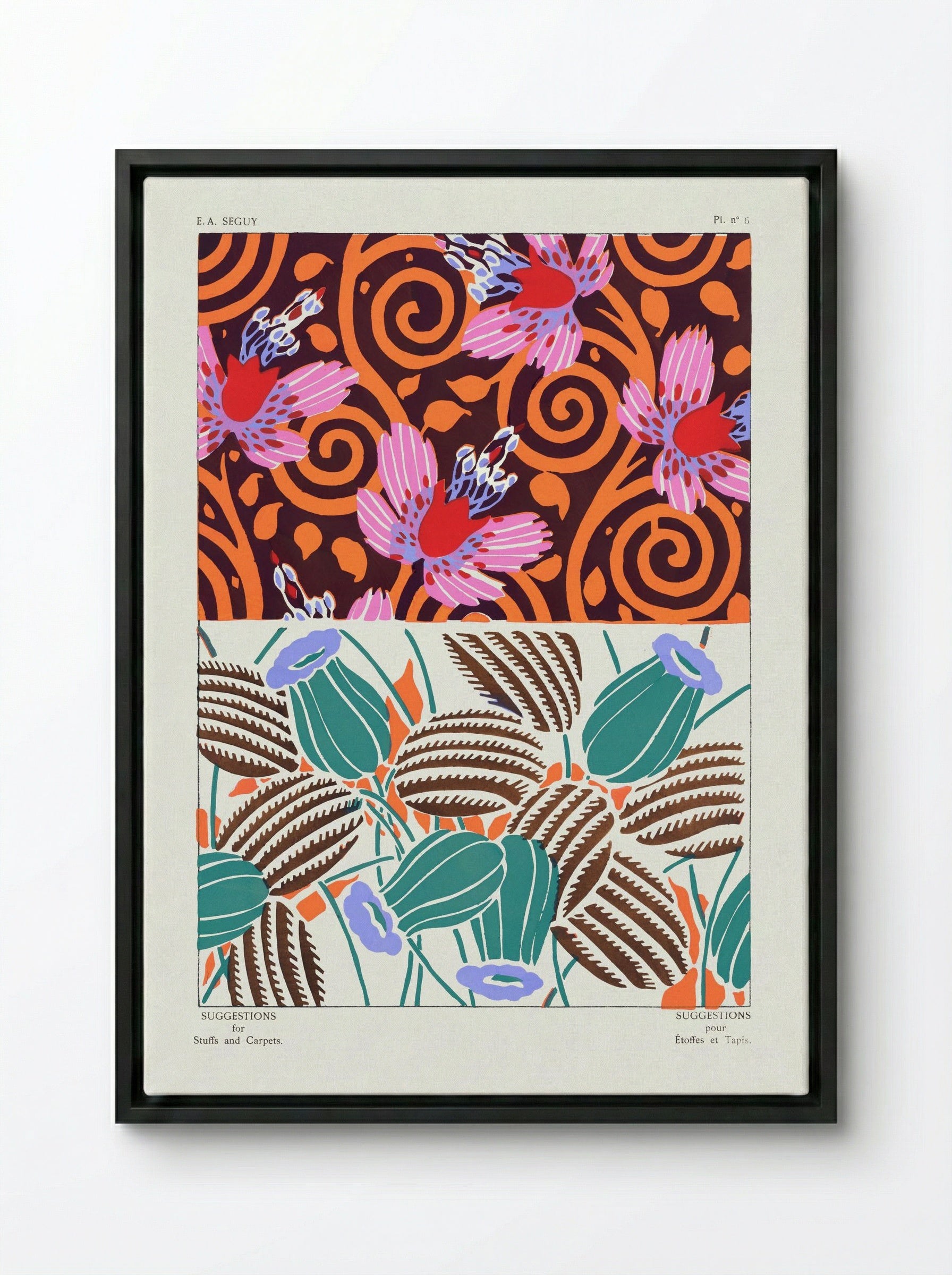 Suggestions for Stuffs and Carpets, Plate 6 - Émile-Allain Séguy - Framed Canvas Black