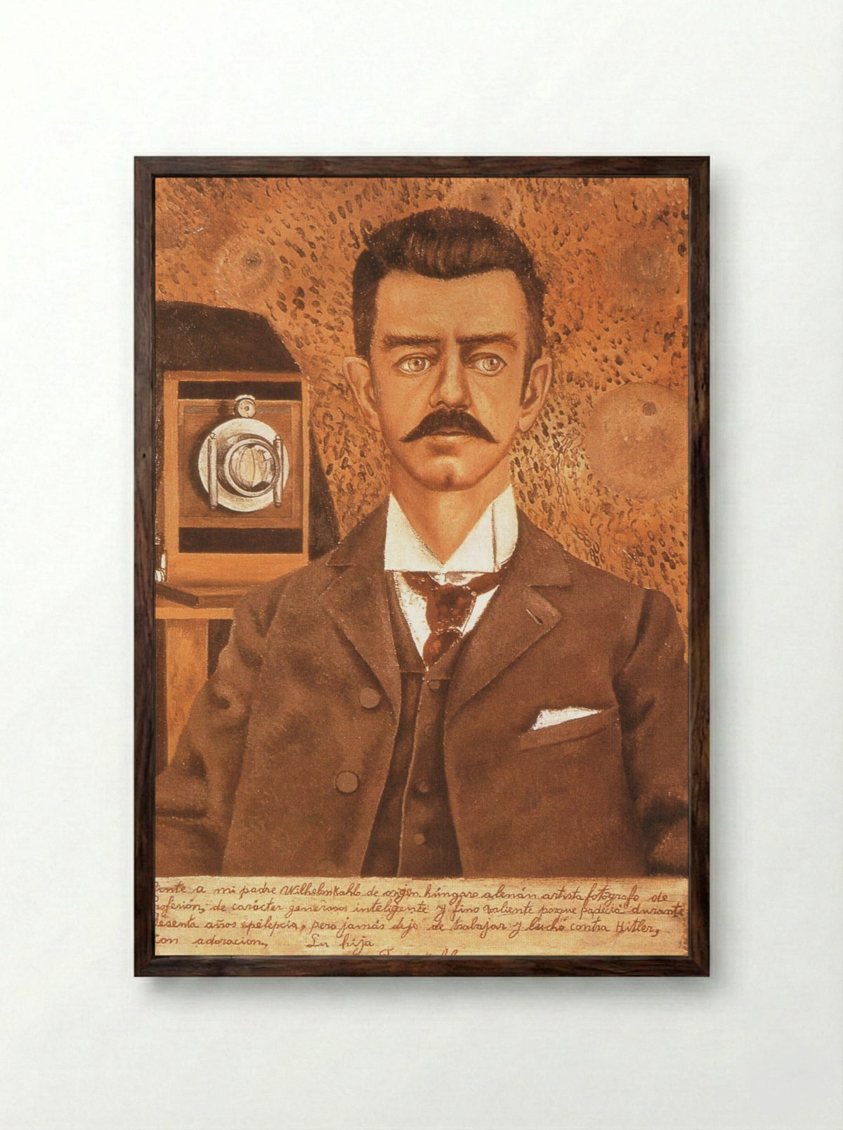 Portrait of My Father, Wilhelm Kahlo - Frida Kahlo - Framed Print Dark Wood