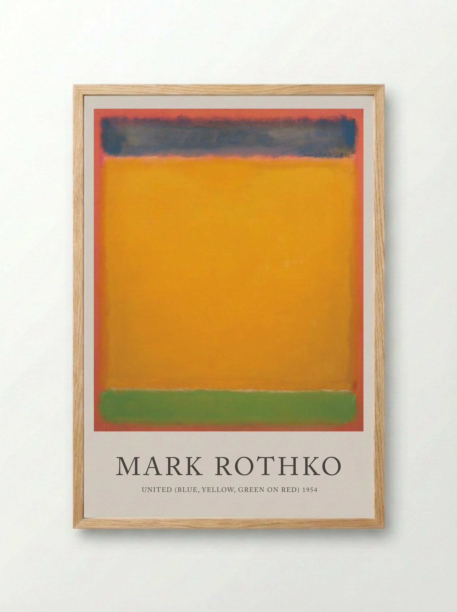 United (Blue, Yellow, Green on Red) - Mark Rothko - Framed Print Wood