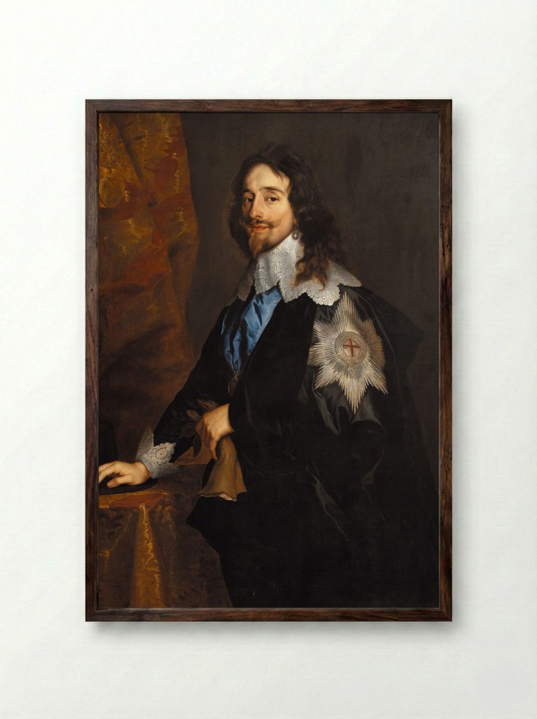 Portrait of Charles I of England - Anthony van Dyck - Framed Print Dark Wood