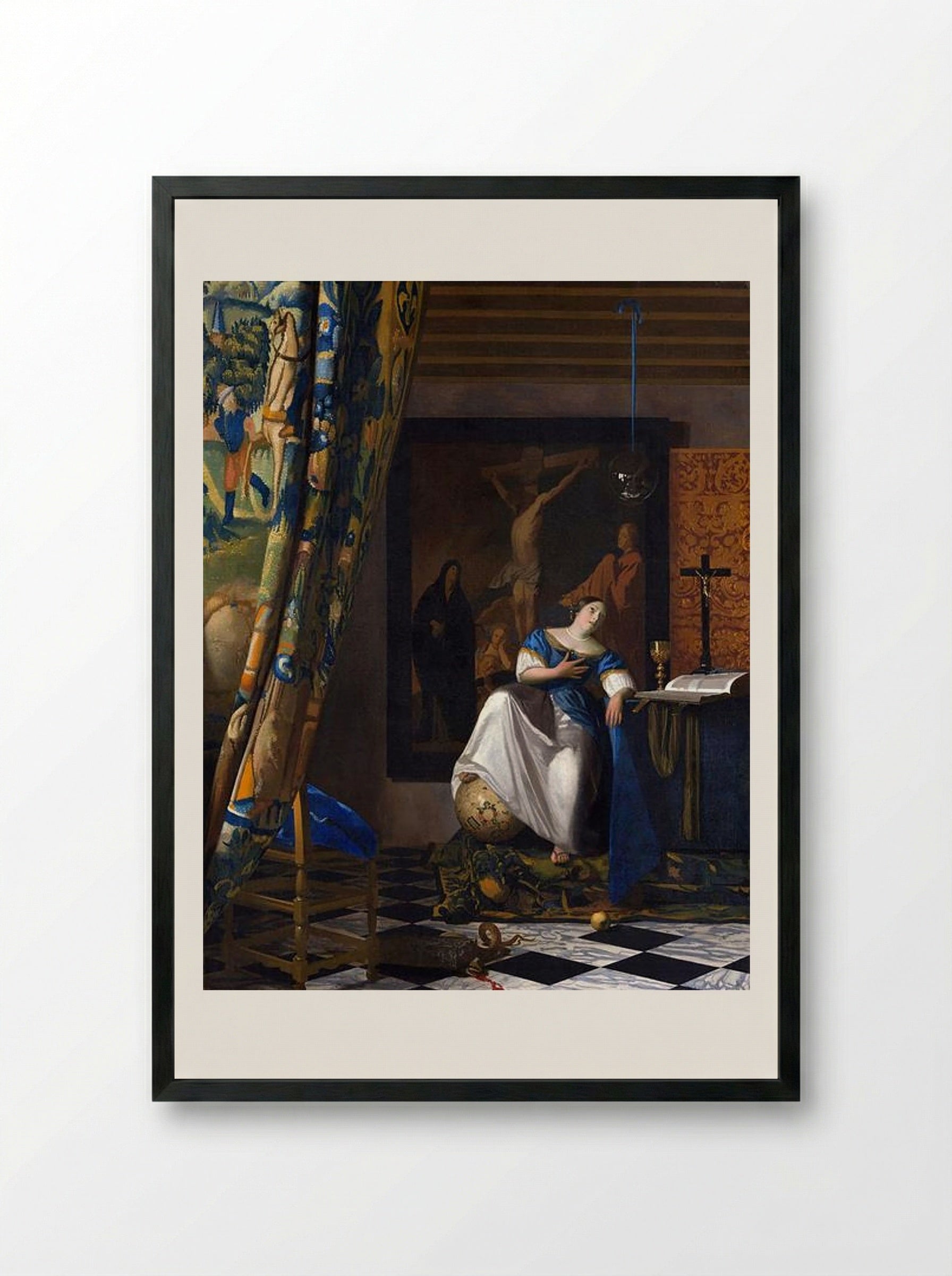 Allegory of Faith - Johannes Vermeer - Framed Print Black