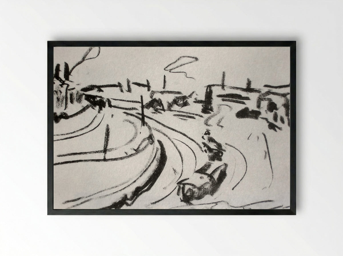 Railway in Dresden - Ernst Ludwig Kirchner - Framed Print Black