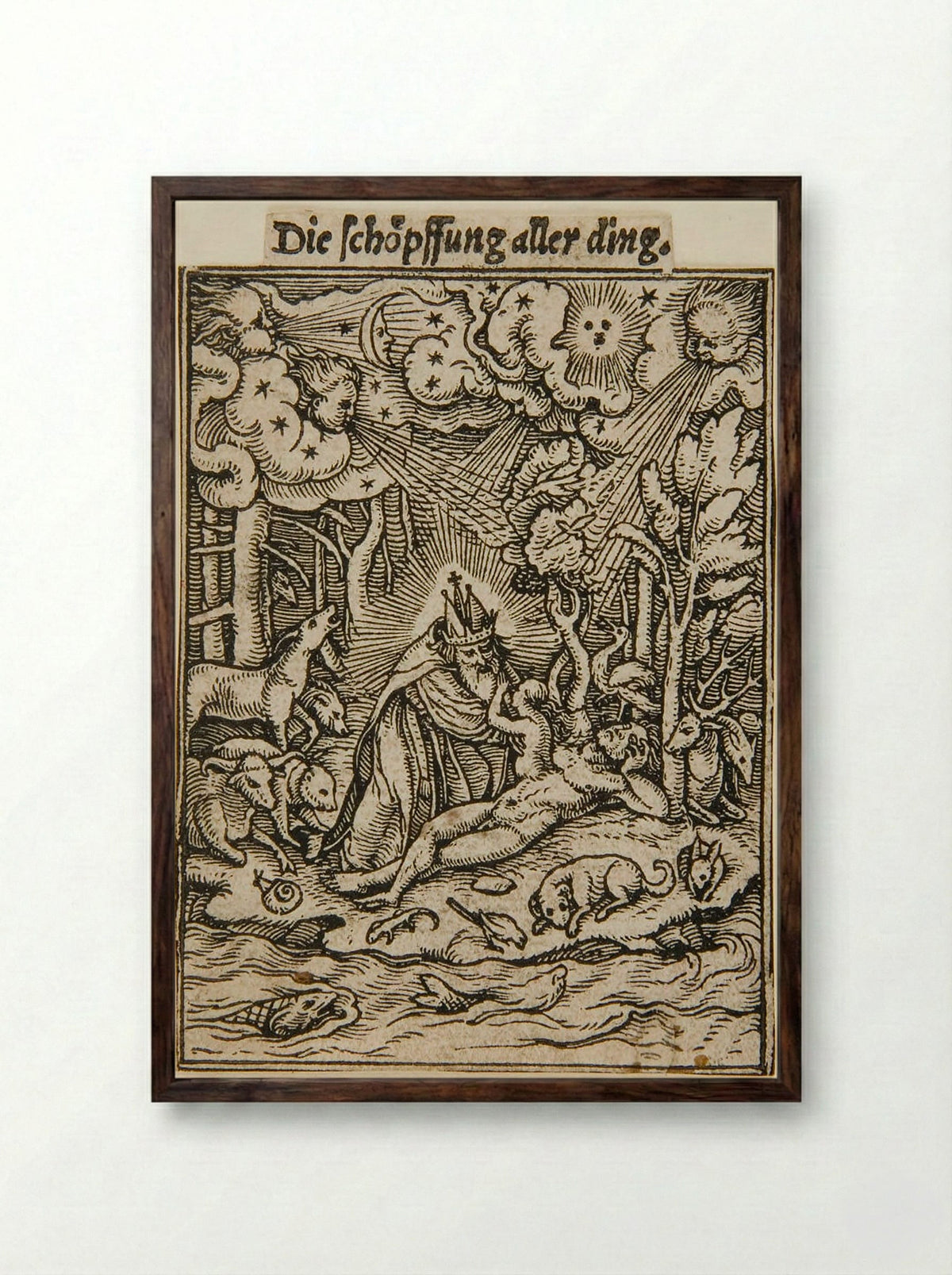 The Creation of Eve - Hans Holbein the Younger - Framed Print Dark Wood