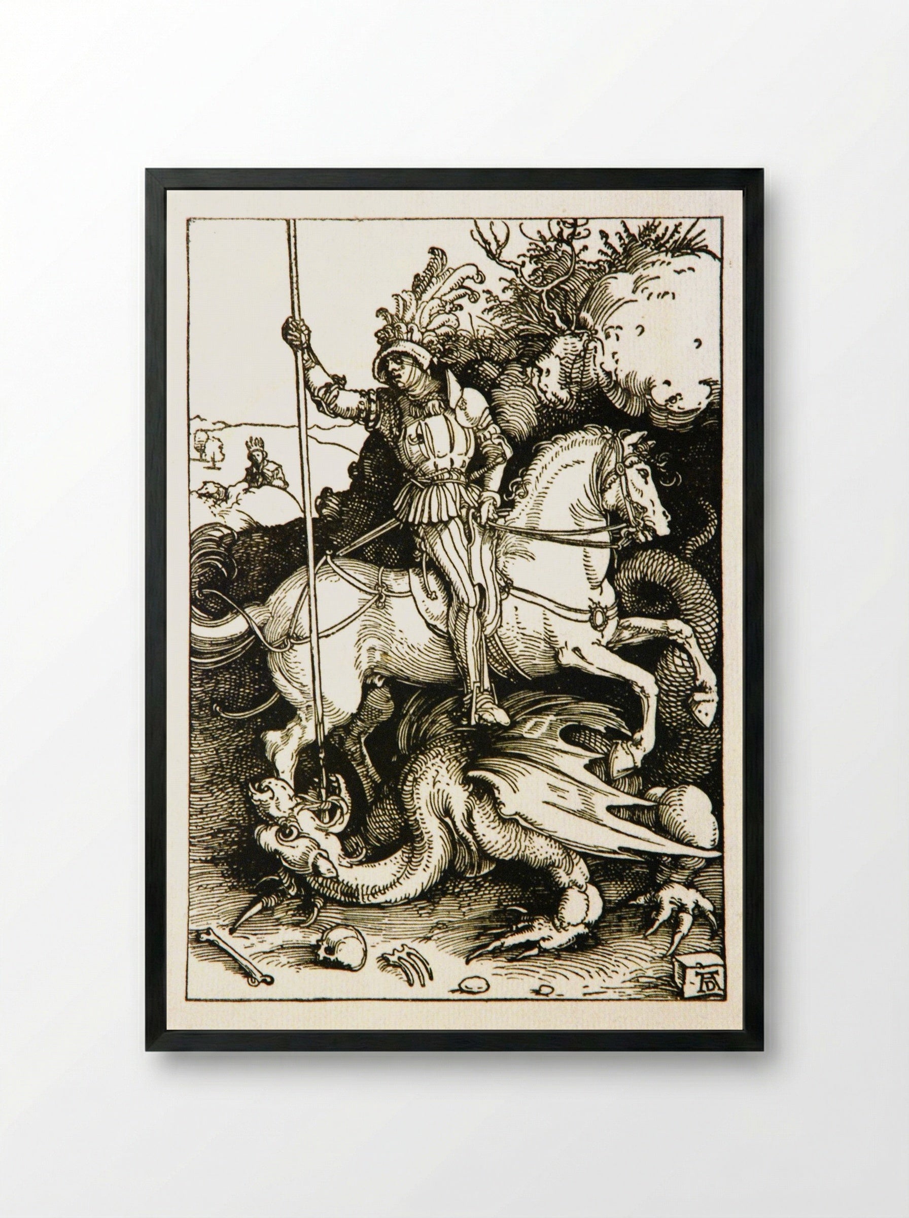 St. George and the Dragon - Albrecht Dürer - Framed Print Black