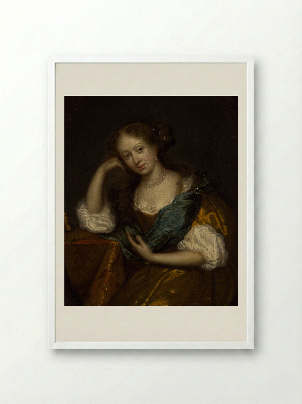 In Thought - Godfried Schalcken - Framed Print White