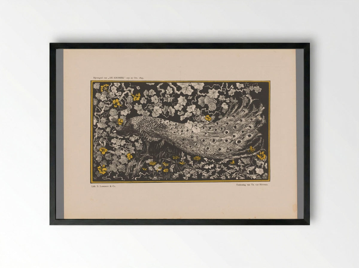 Pauw (Peacock Design) - Theo van Hoytema - Framed Print Black
