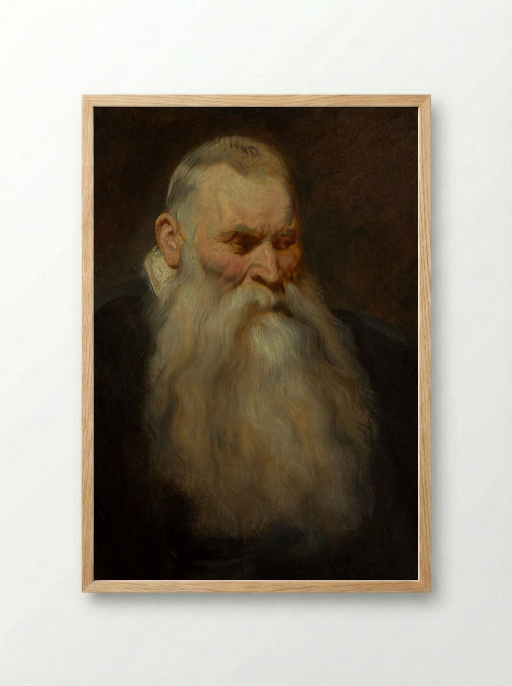 Study: Head of an Old Man with a White Beard - Anthony van Dyck - Framed Print Wood