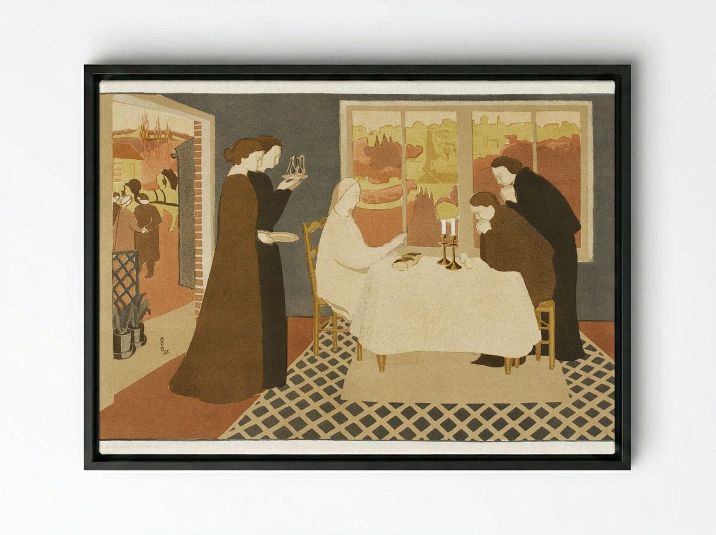 The Pilgrims of Emmaus - Maurice Denis - Framed Canvas Black