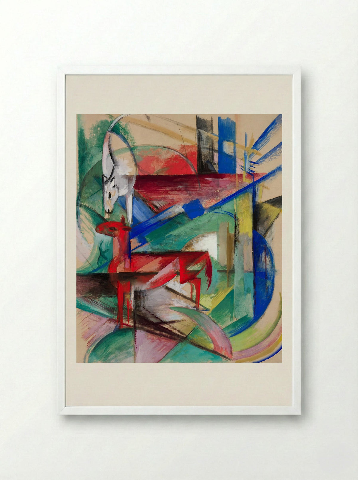 Landscape with Animals - Franz Marc - Framed Print White