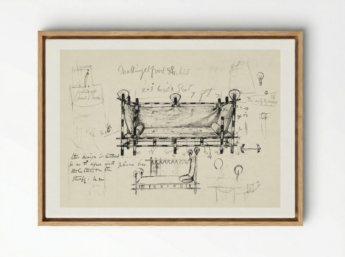 Two Designs for a Sofa - William Morris - Framed Canvas Wood