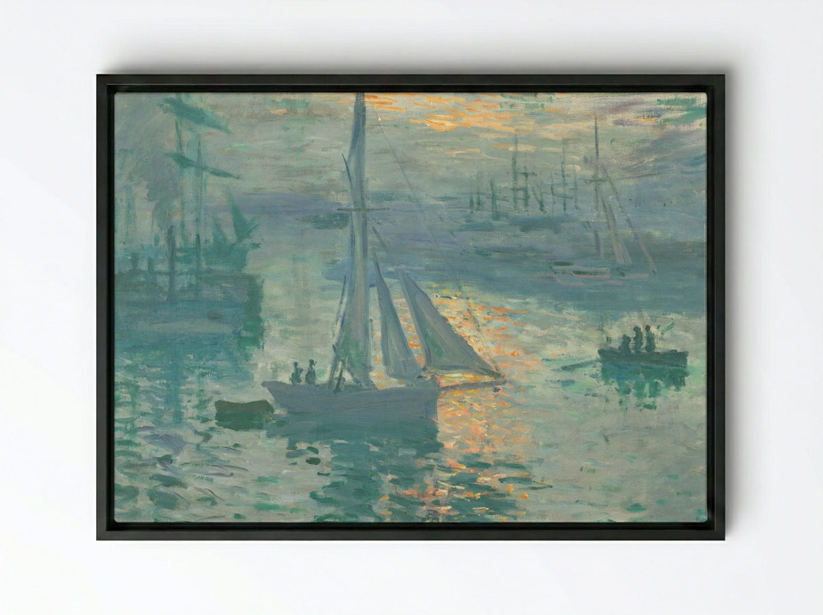 Sunrise - Claude Monet - Framed Canvas Black