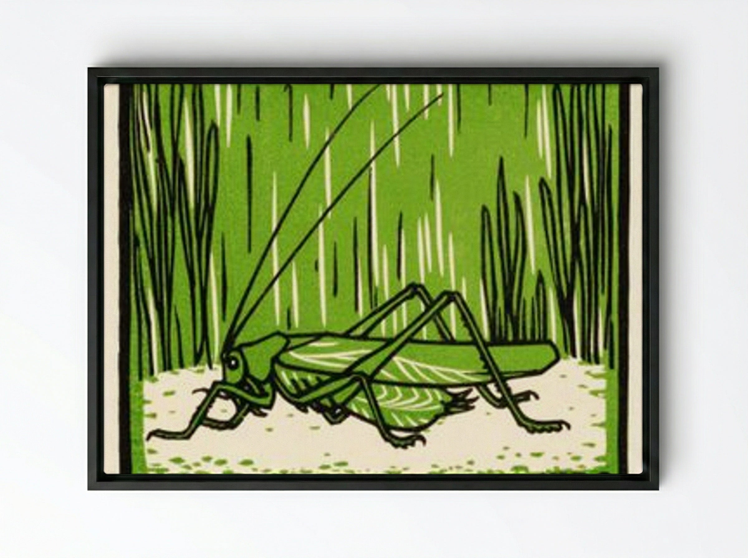 Grasshopper - Julie de Graag - Framed Canvas Black