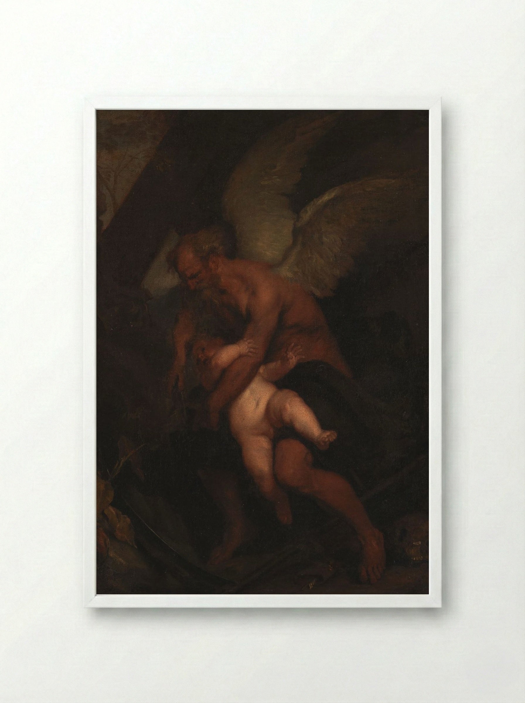 The Time that Clips Cupid's Wings - Caspar Netscher - Framed Print White
