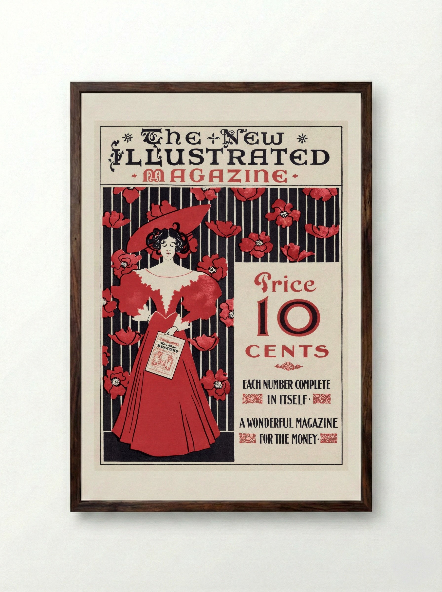 The New Illustrated Magazine (Cover Design) - Ethel Reed - Framed Print Dark Wood