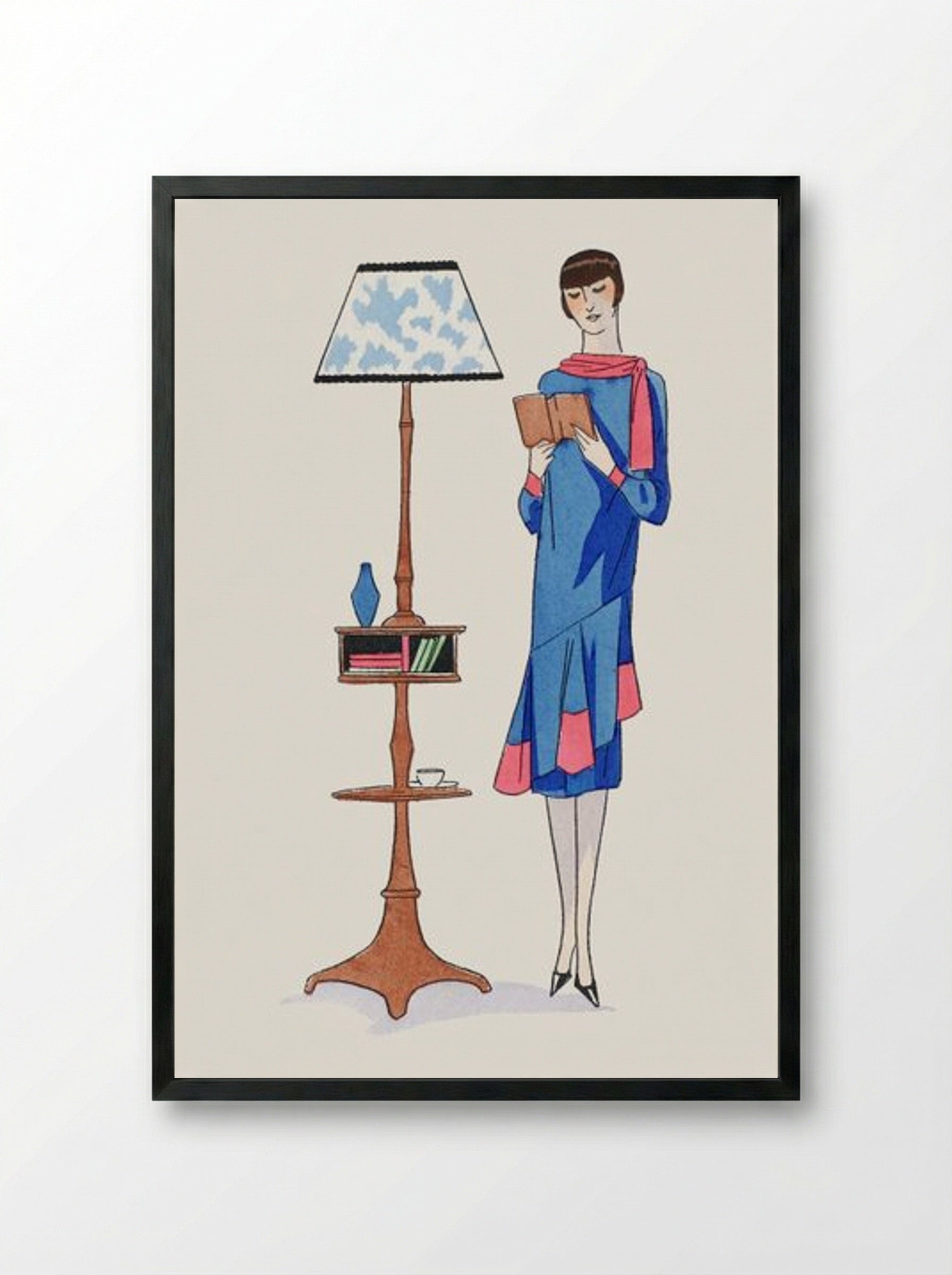 Afternoon Dress Topped with Pink Crepe - Gustav Beer - Framed Print Black