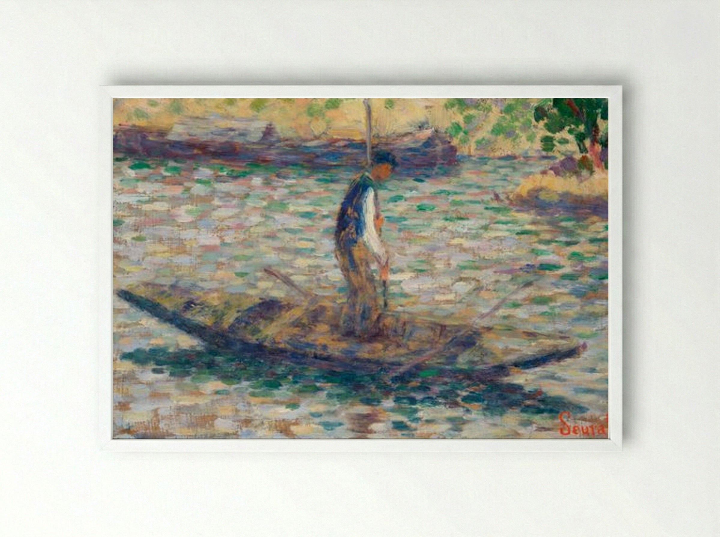 A Fisherman - Georges Seurat - Framed Print White
