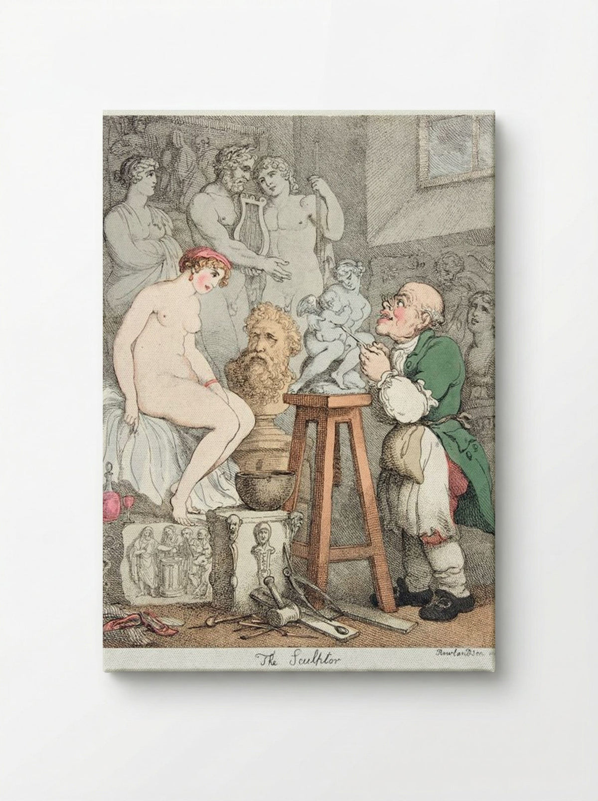 The Sculptor, Preparations for the Academy: Old Joseph Nollekens and his Venus - Thomas Rowlandson - Canvas