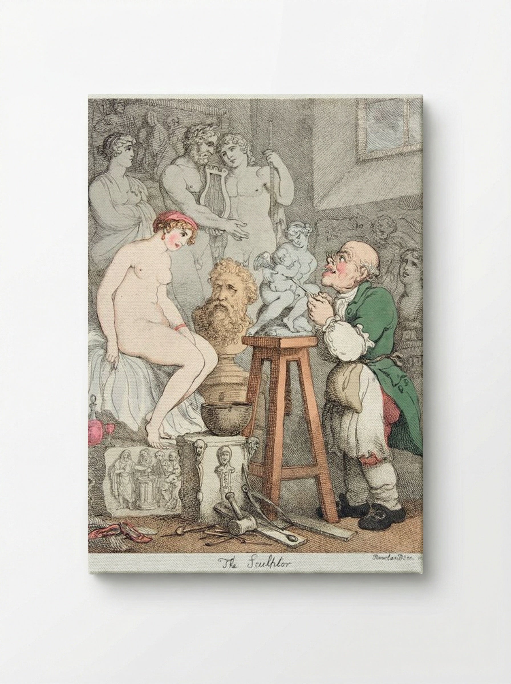The Sculptor, Preparations for the Academy: Old Joseph Nollekens and his Venus - Thomas Rowlandson - Canvas