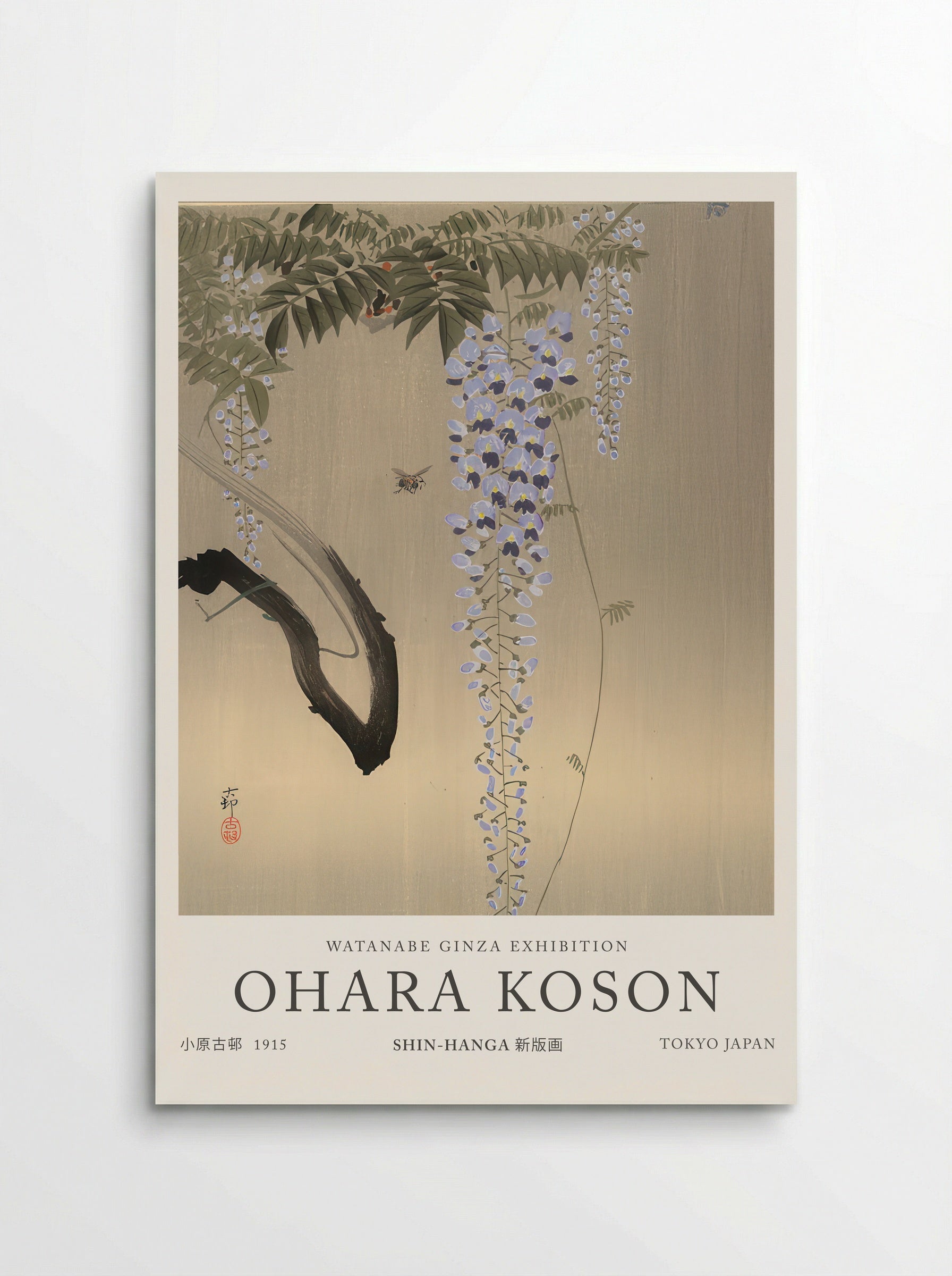 Wisteria And Bee - Ohara Koson - Poster