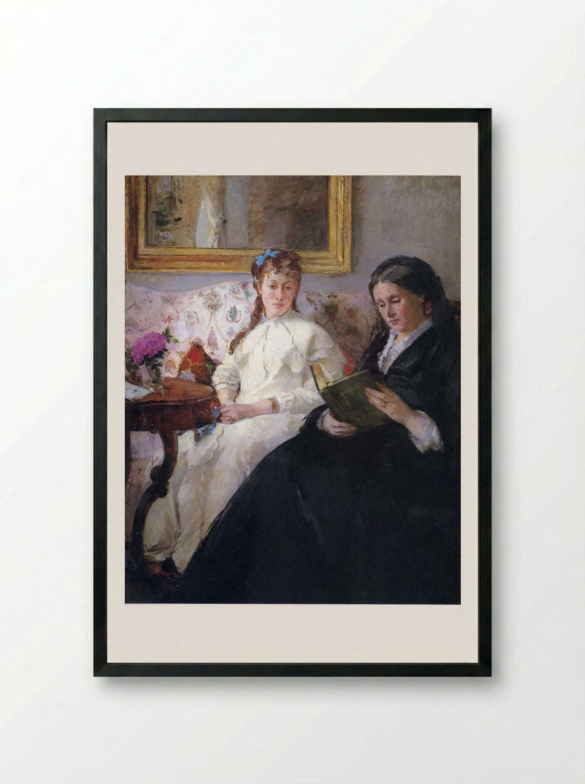 Portrait of the Artist's Mother and Sister - Berthe Morisot - Framed Print Black