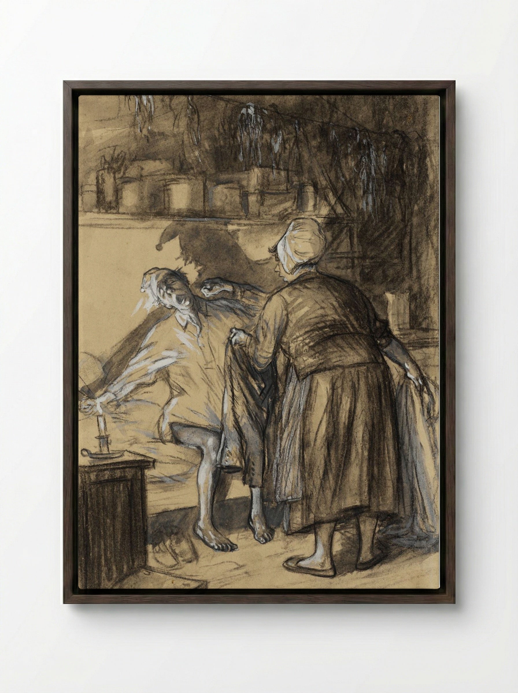 Here Are Your Trousers - William James Glackens - Framed Canvas Dark Wood