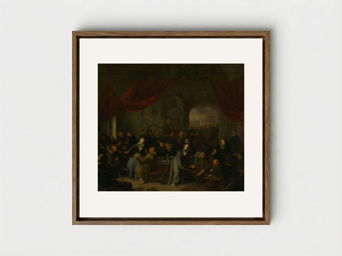 Monk's Entertainment in a Roman Cloister - Pieter Jansz. Quast - Framed Canvas Wood